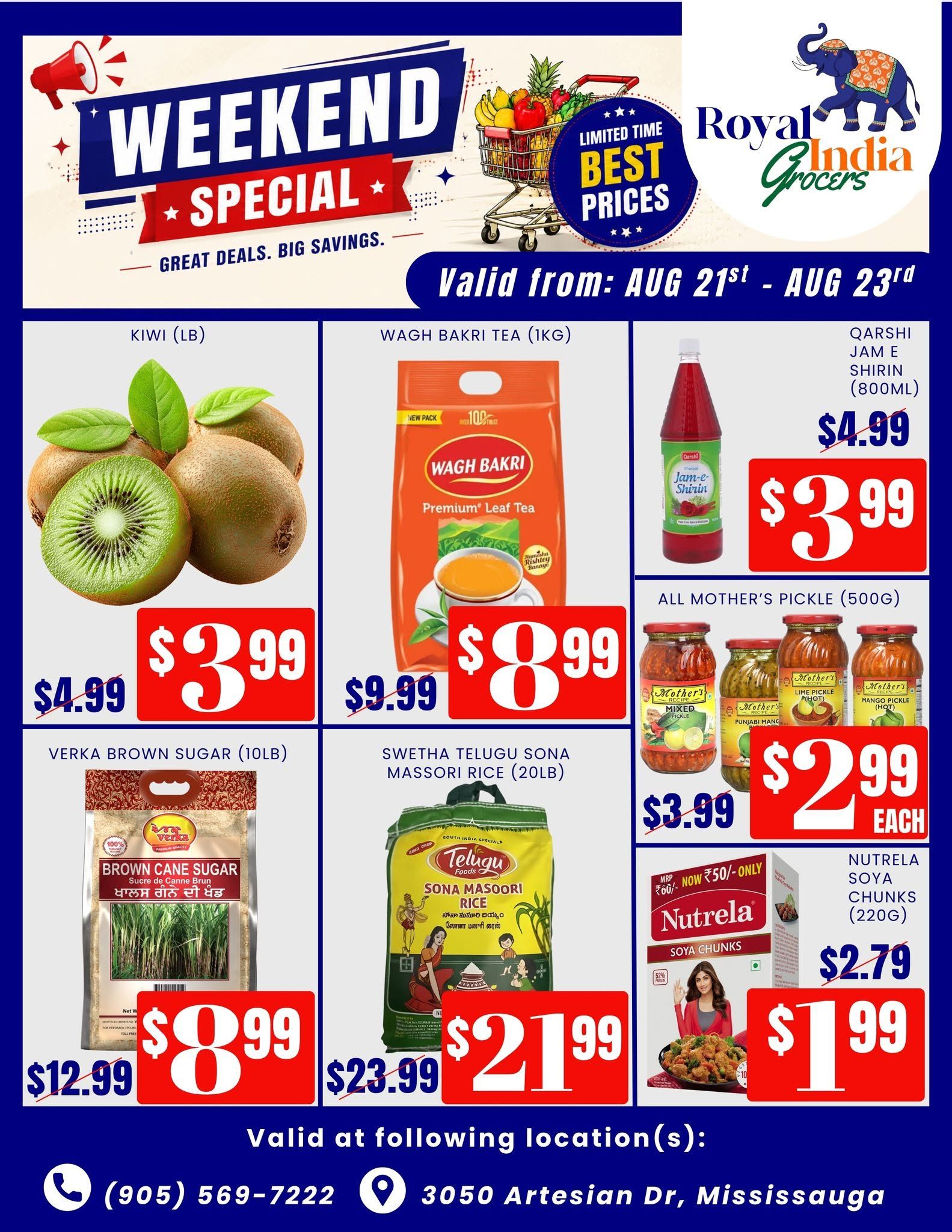 Royal India Grocers Flyer August 21 to 23