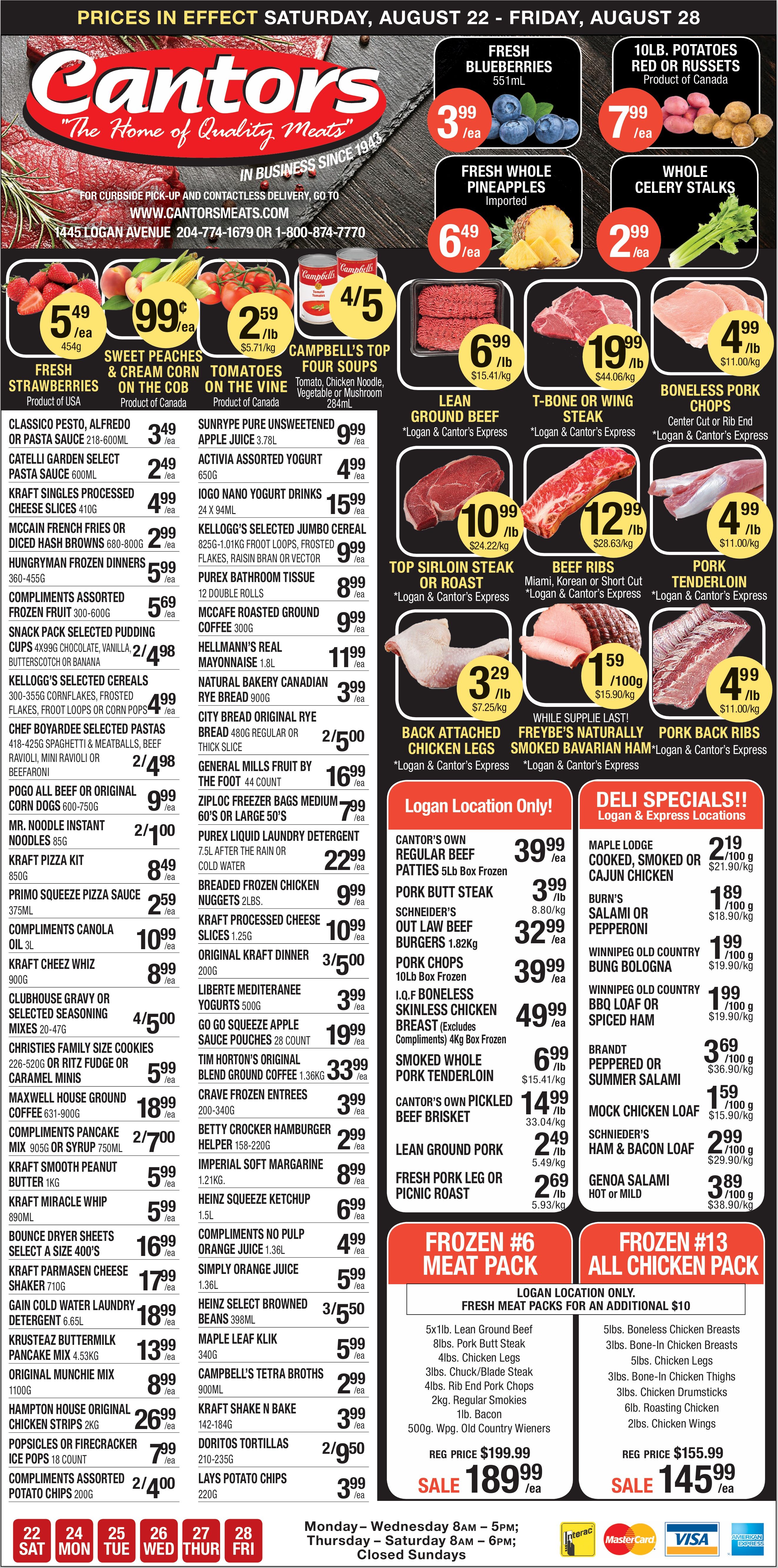 Cantor's Meats Flyer August 22 to 28