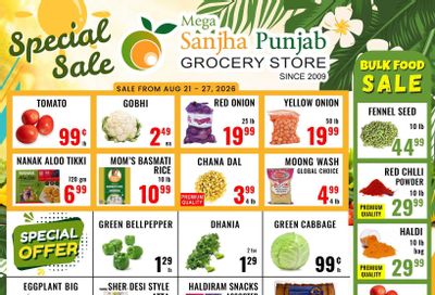 Sanjha Punjab Grocery Store Flyer August 21 to 27
