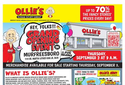 Ollie's Bargain Outlet (Murfreesboro–Rockvale Area, TN) Weekly Ad September 3 - 21, 2026