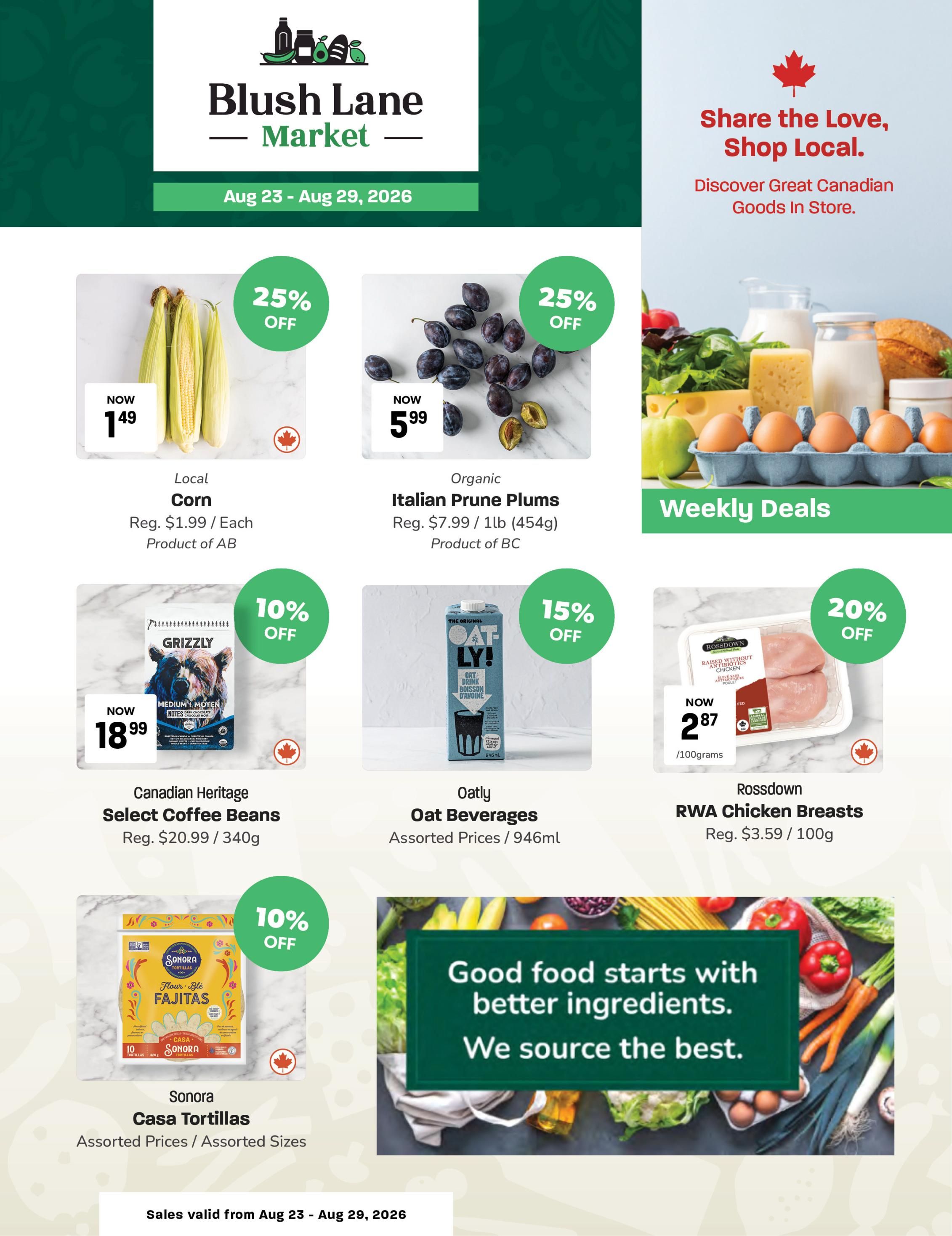 Blush Lane Organic Market Flyer August 23 to 29