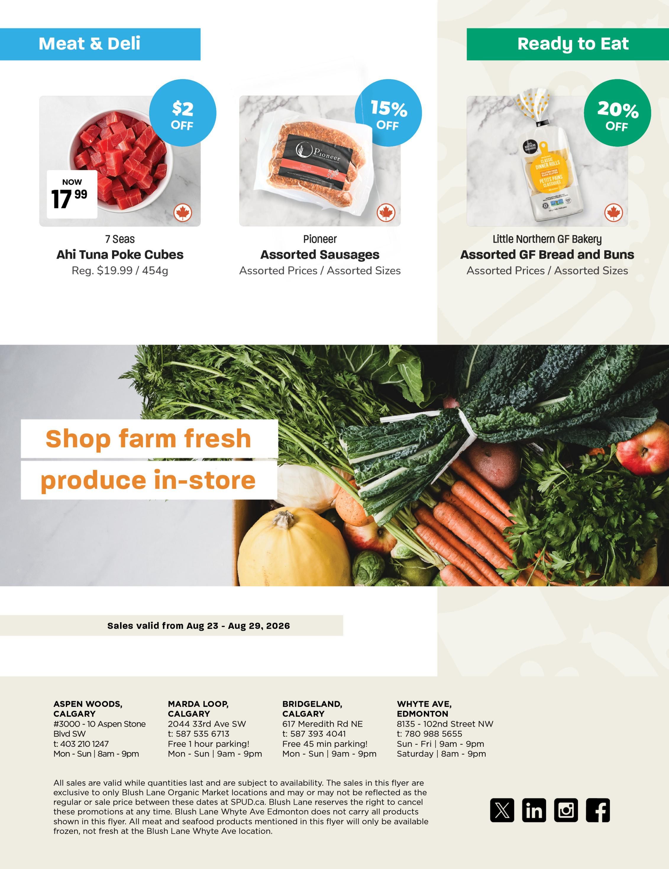 Blush Lane Organic Market Flyer August 23 to 29