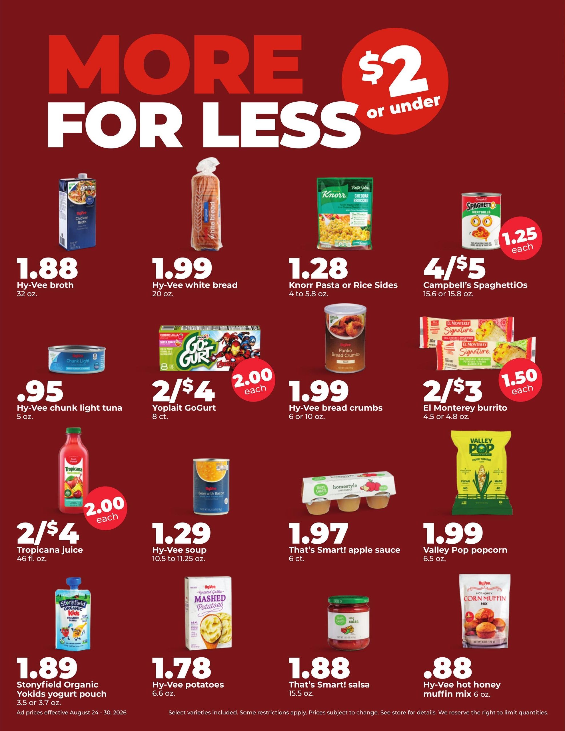 Hy-Vee (West Point Area, NE) Weekly Ad August 24 - 30, 2026