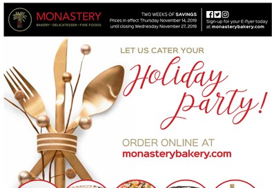 Monastery Bakery Flyer November 14 to 27