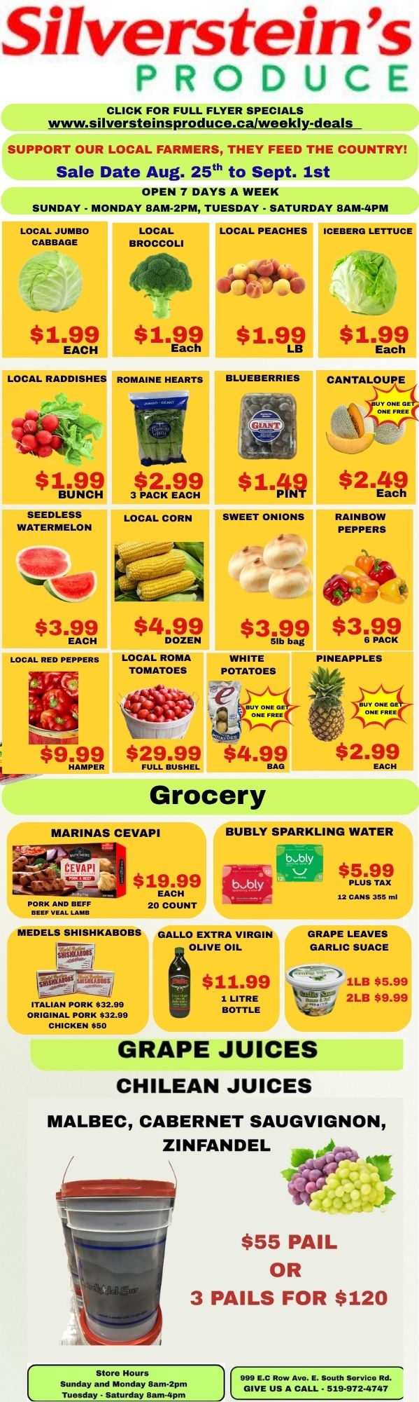 Silverstein's Produce Flyer August 25 to September 1