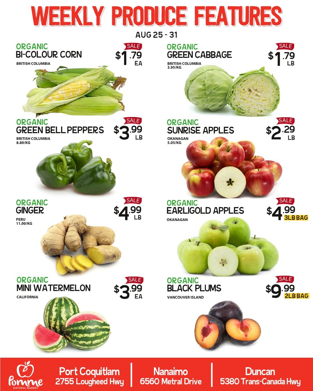 Pomme Natural Market Weekly Produce Flyer August 25 to 31