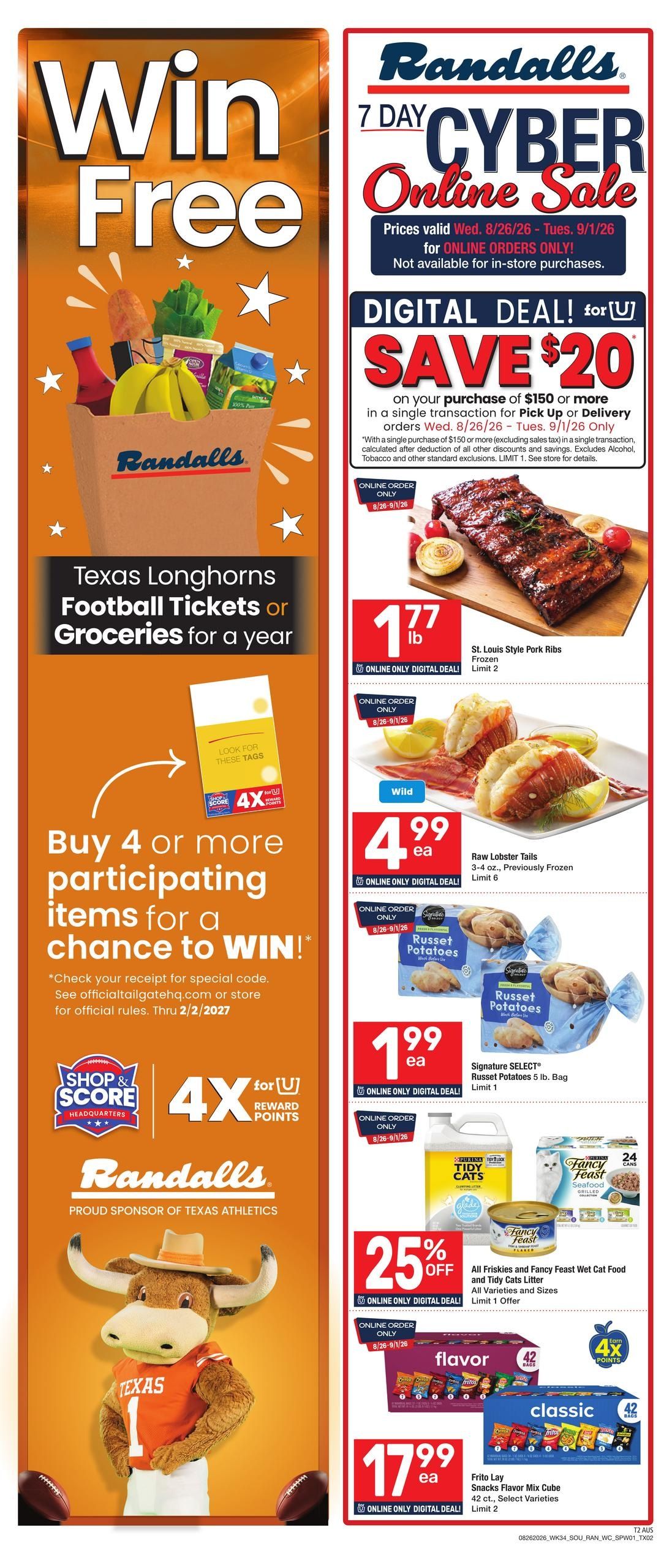 Randalls (Georgetown–Austin Area, TX) Weekly Ad August 26 - September 1, 2026
