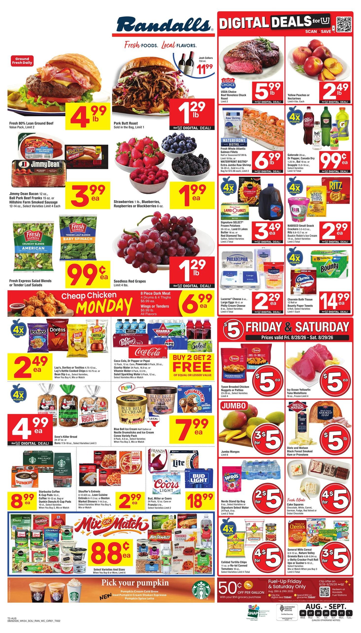 Randalls (Georgetown–Austin Area, TX) Weekly Ad August 26 - September 1, 2026