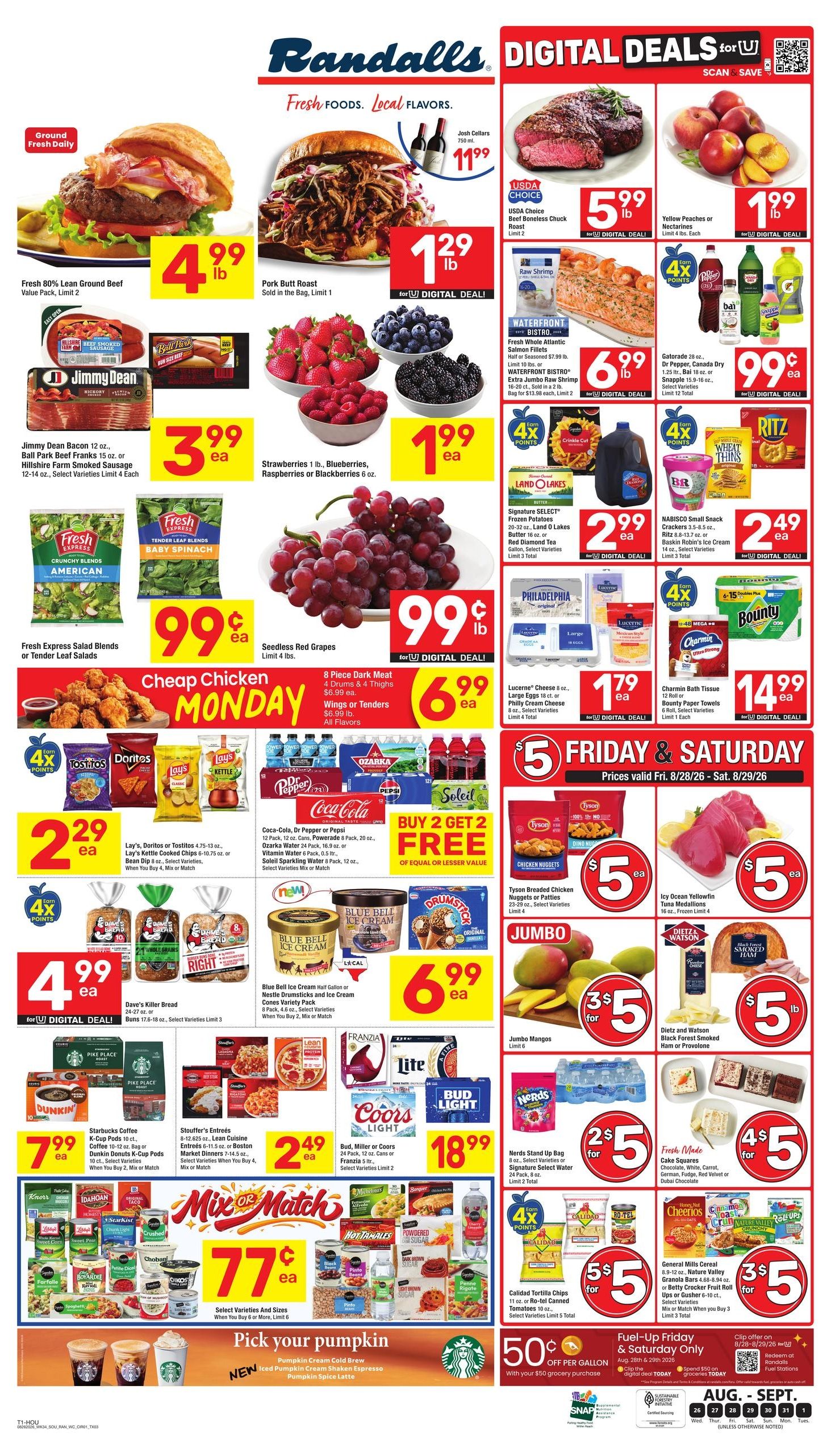 Randalls (Pasadena–Houston Area, TX) Weekly Ad August 26 - September 1, 2026