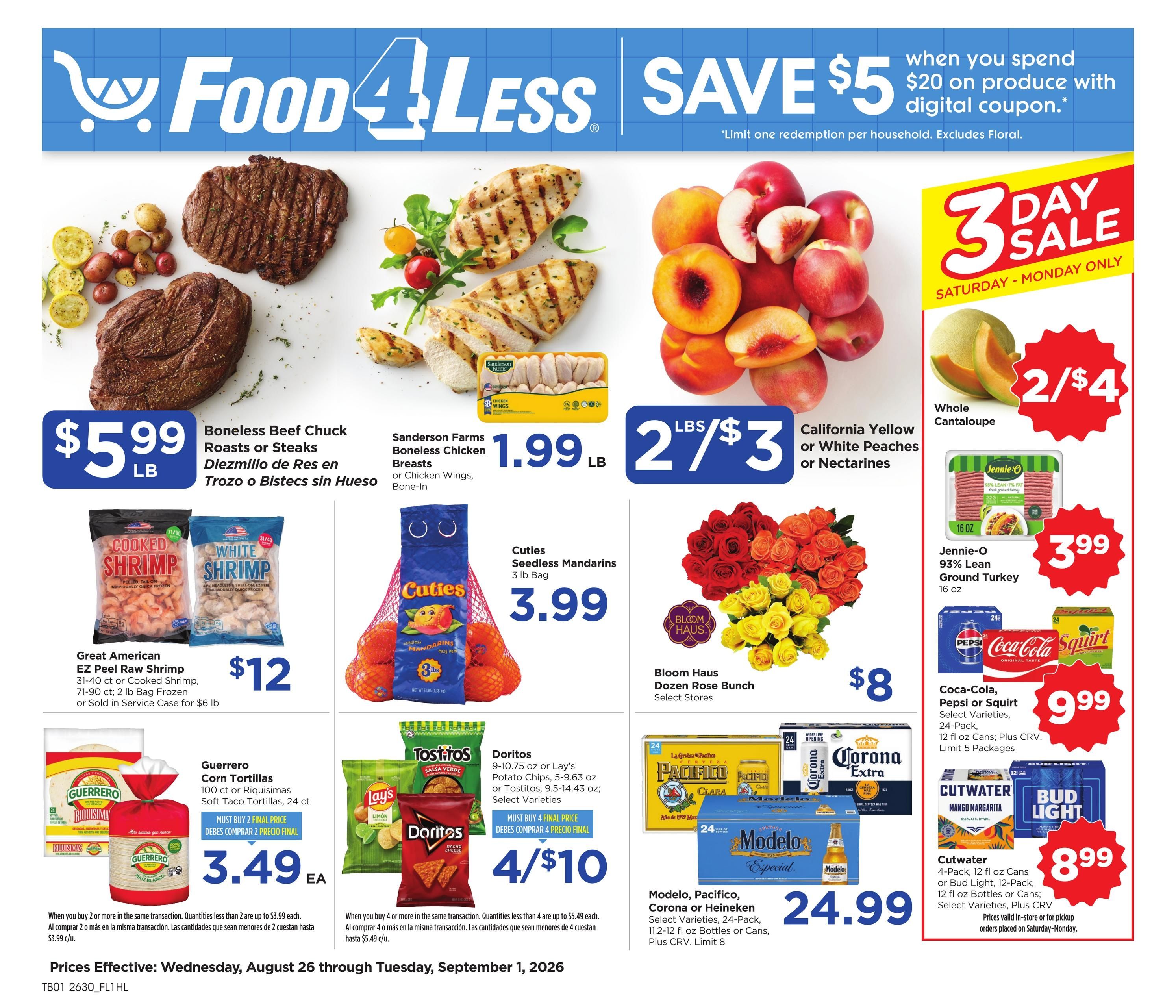 Food 4 Less (CA) California Weekly Ad August 26 - September 1, 2026