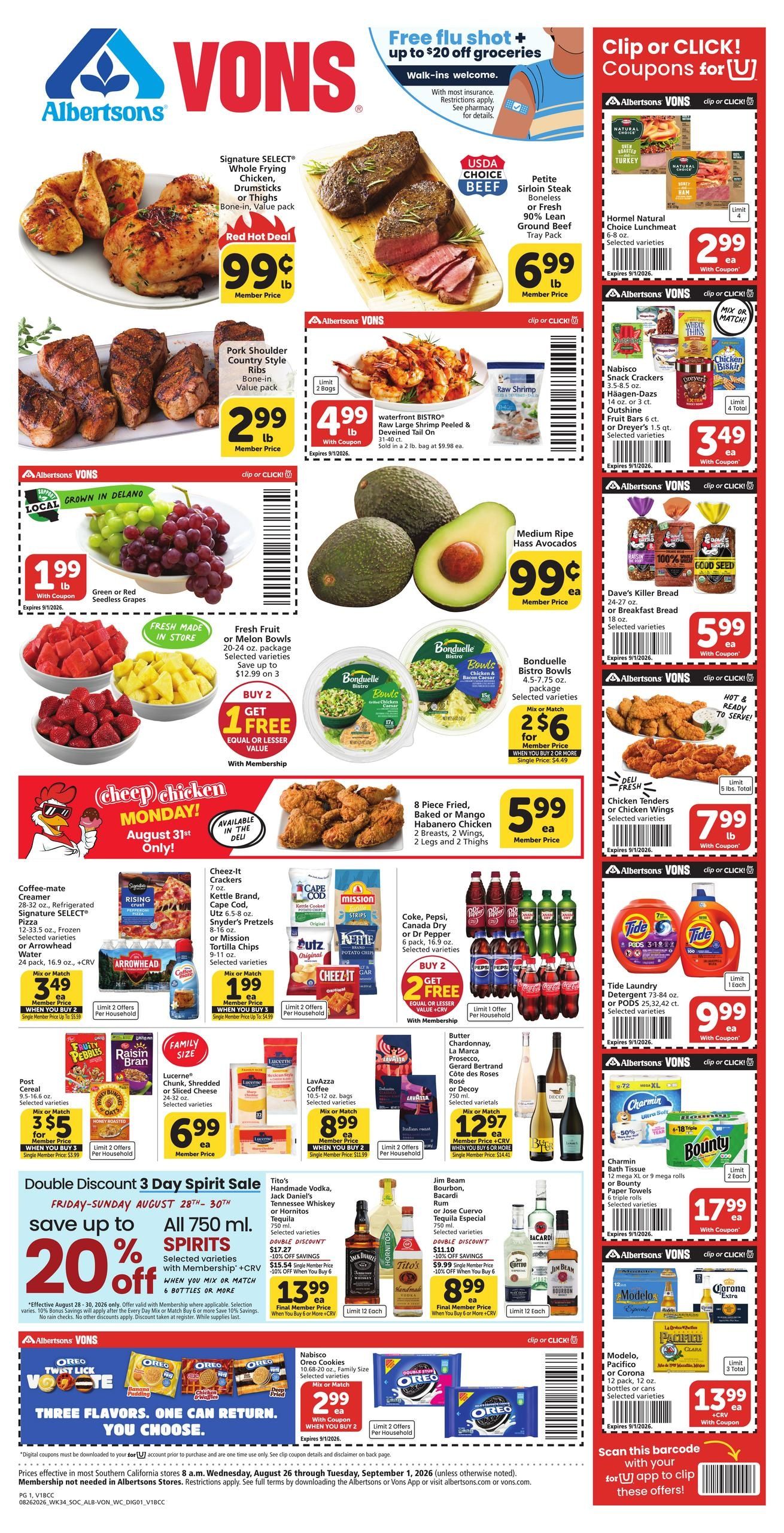 Vons (CA) Weekly Ad August 26 - September 1, 2026