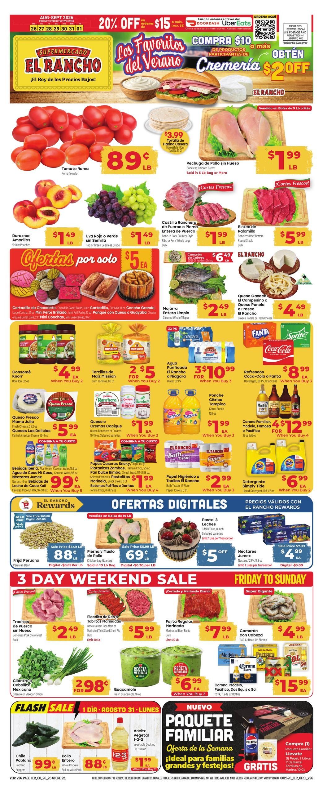El Rancho Supermercado (Odessa–Midkiff Area, TX) Weekly Ad August 26 - September 1, 2026