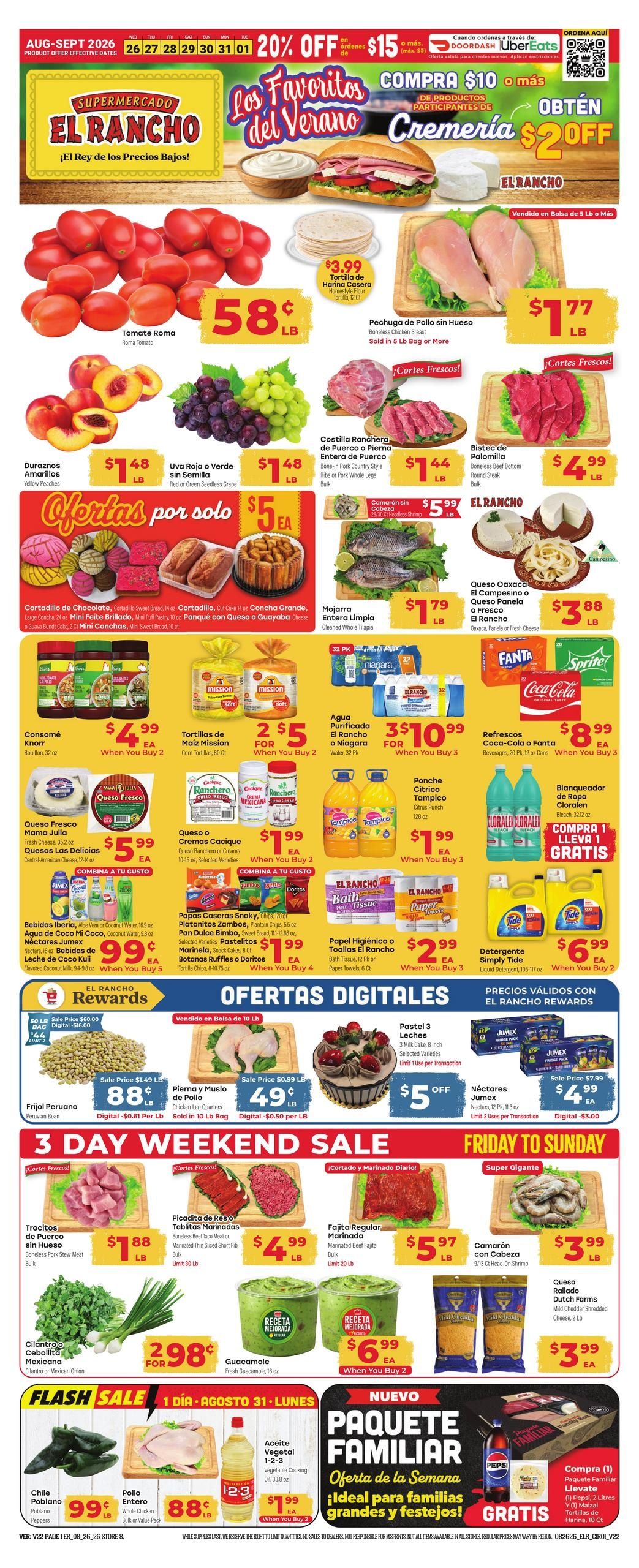 El Rancho Supermercado (Dallas Area, TX) Weekly Ad August 26 - September 1, 2026