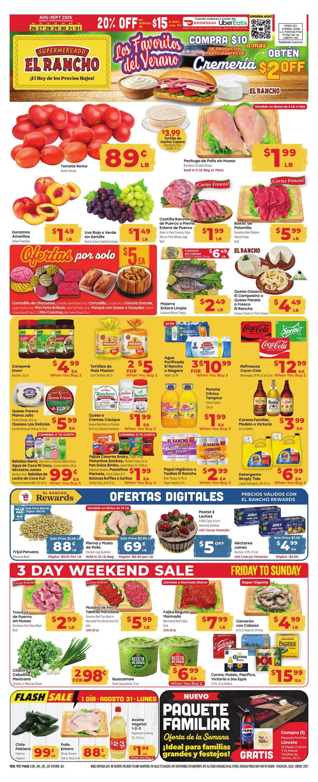 El Rancho Supermercado (Brownsville Area, TX) Weekly Ad August 26 - September 1, 2026