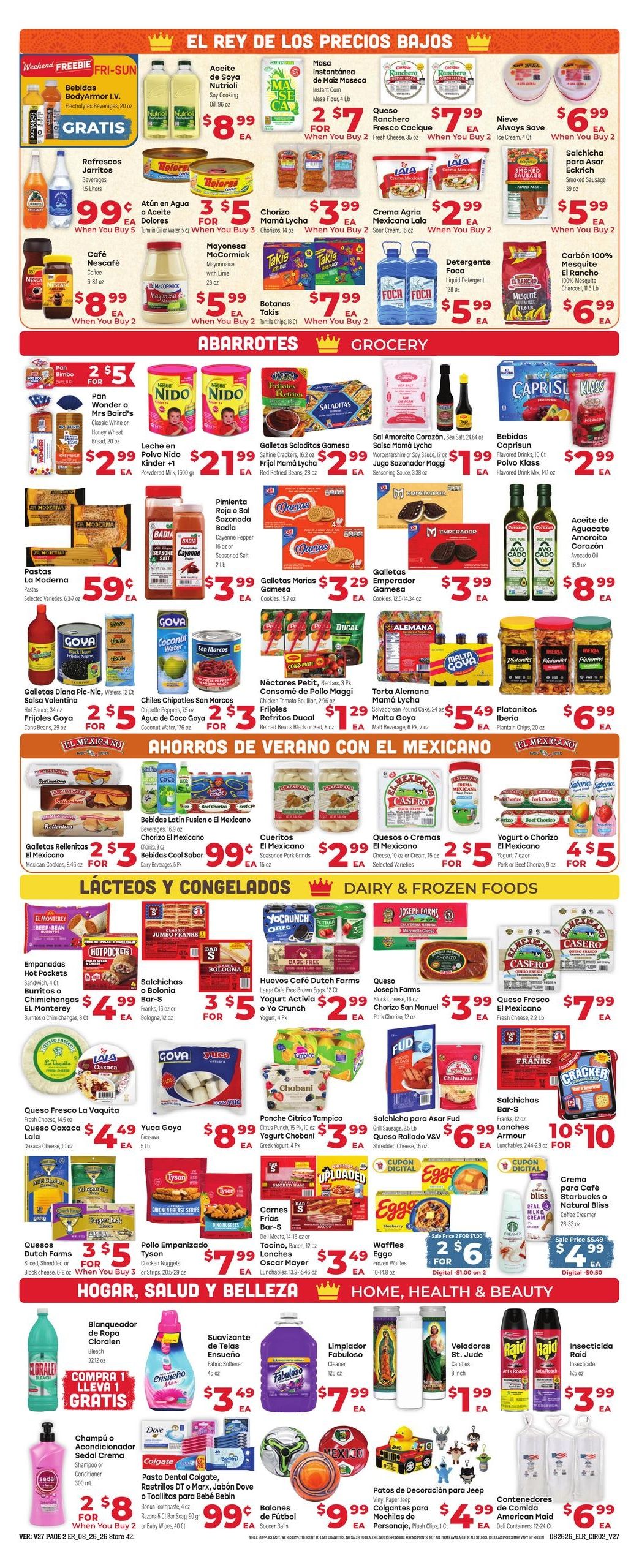 El Rancho Supermercado (Brownsville Area, TX) Weekly Ad August 26 - September 1, 2026