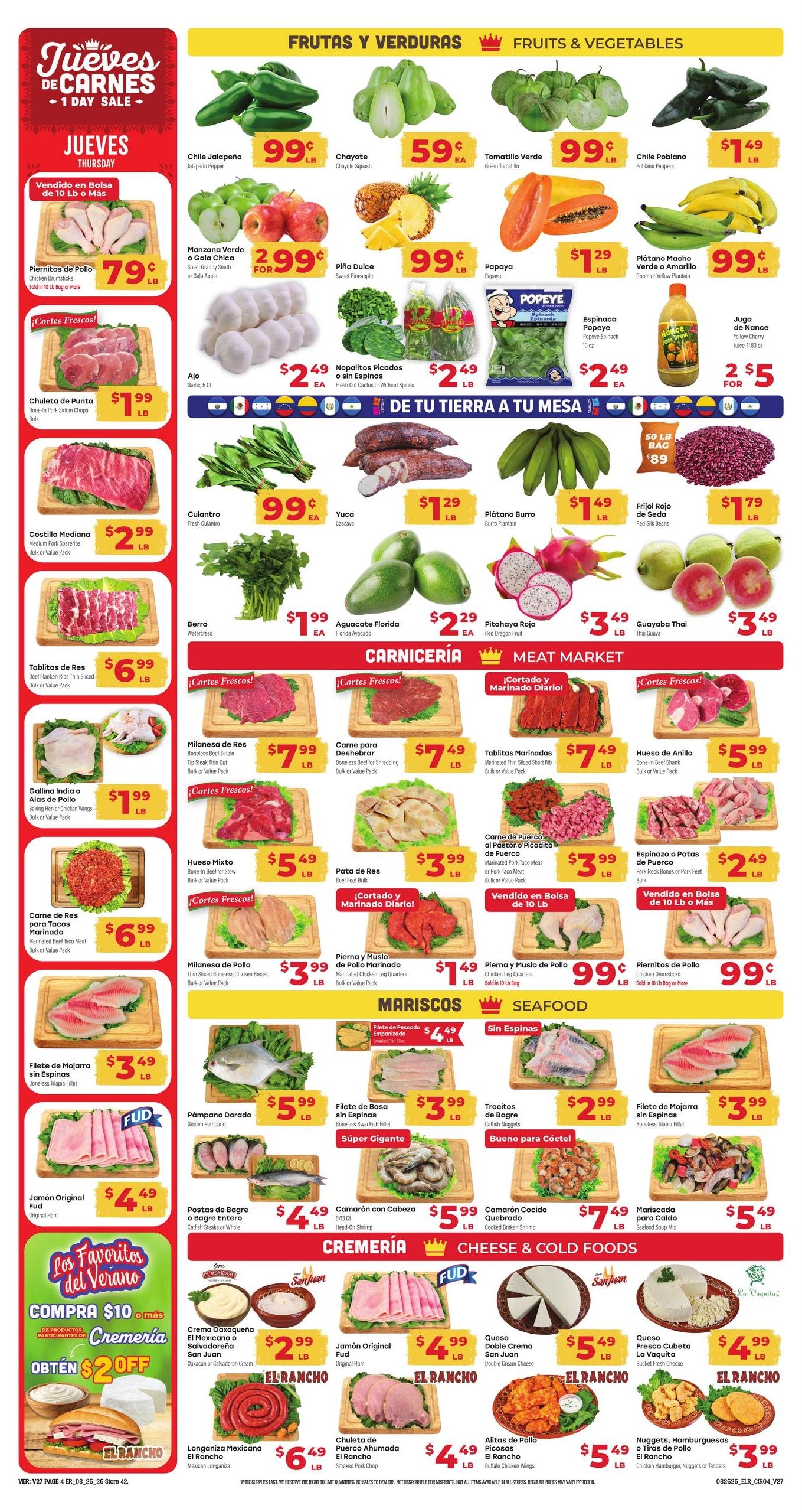 El Rancho Supermercado (Brownsville Area, TX) Weekly Ad August 26 - September 1, 2026