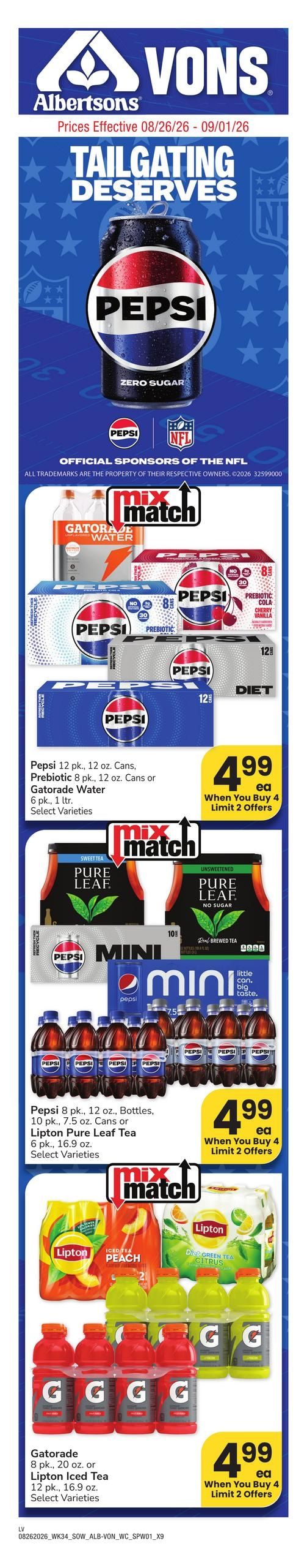 Vons (Las Vegas–The Lakes Area, NV) Weekly Ad August 26 - September 1, 2026