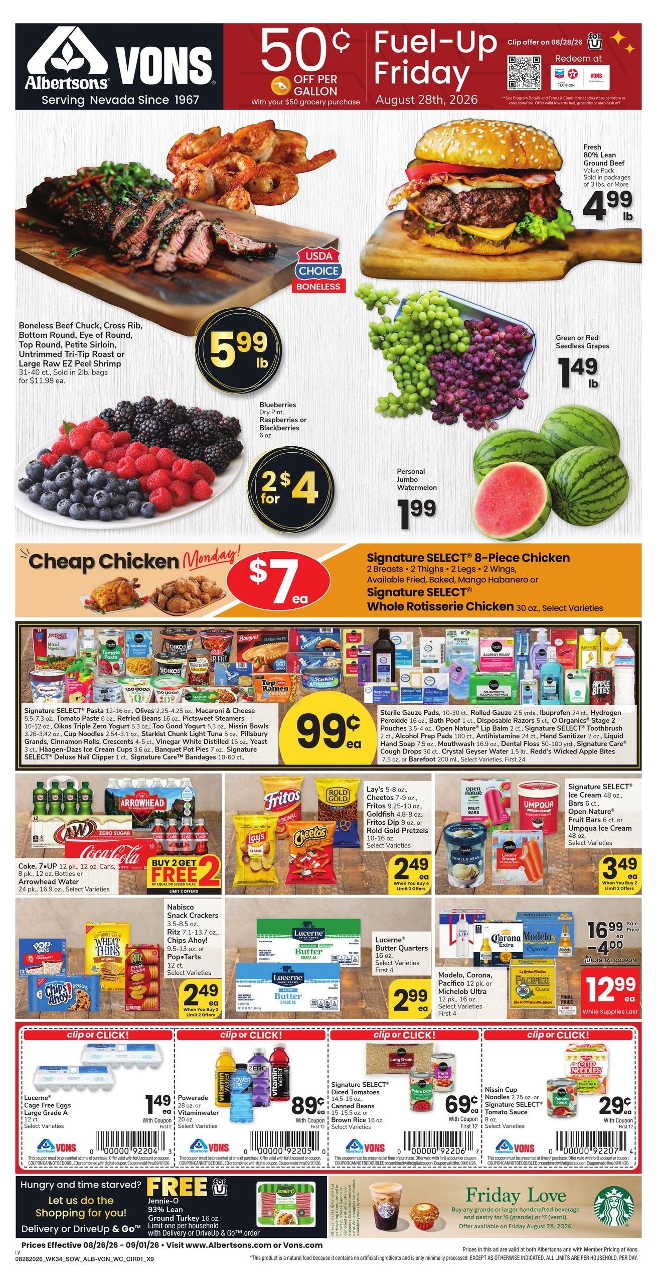 Vons (Las Vegas–The Lakes Area, NV) Weekly Ad August 26 - September 1, 2026