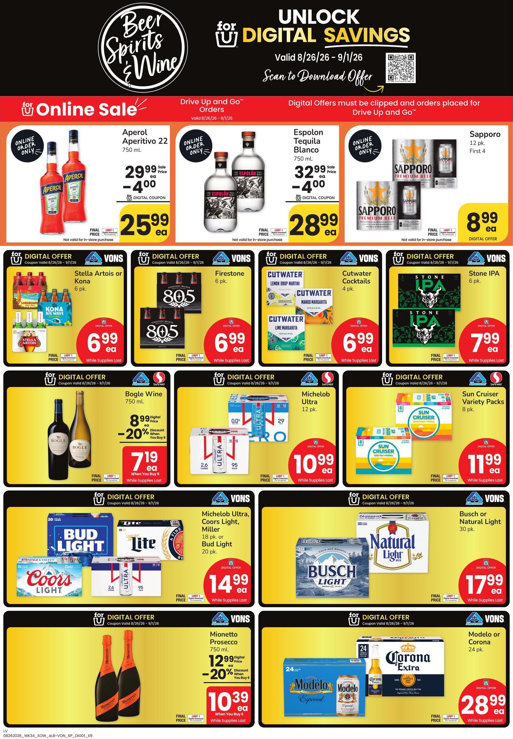 Vons (Las Vegas–The Lakes Area, NV) Weekly Ad August 26 - September 1, 2026