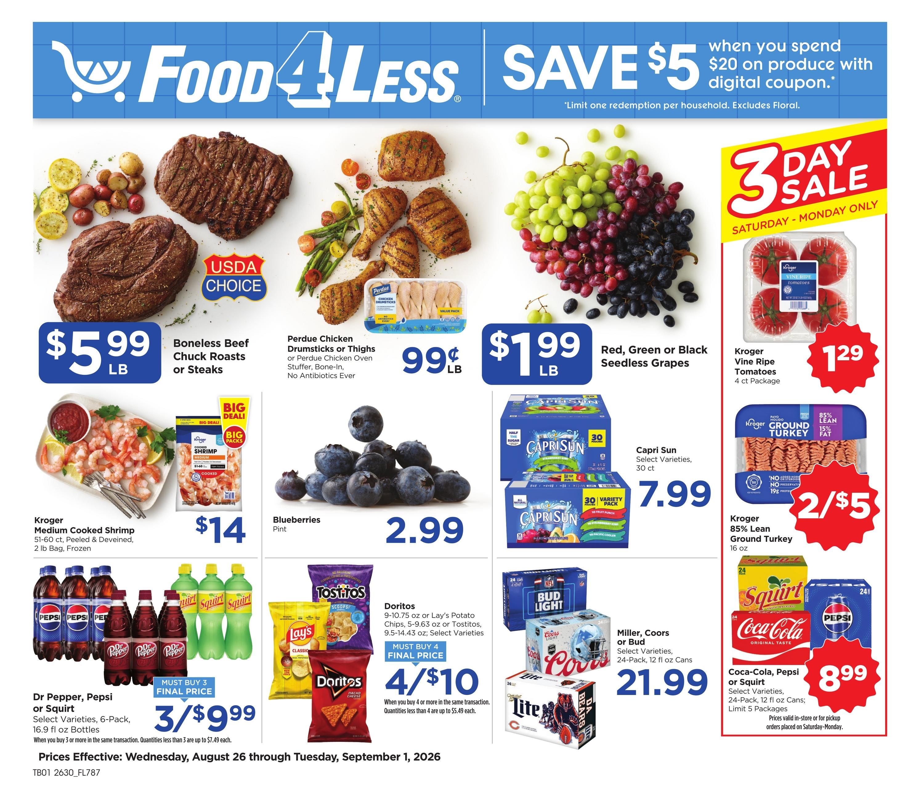 Food 4 Less (Hammond–Schererville Area, IN) Chicago Weekly Ad August 26 - September 1, 2026