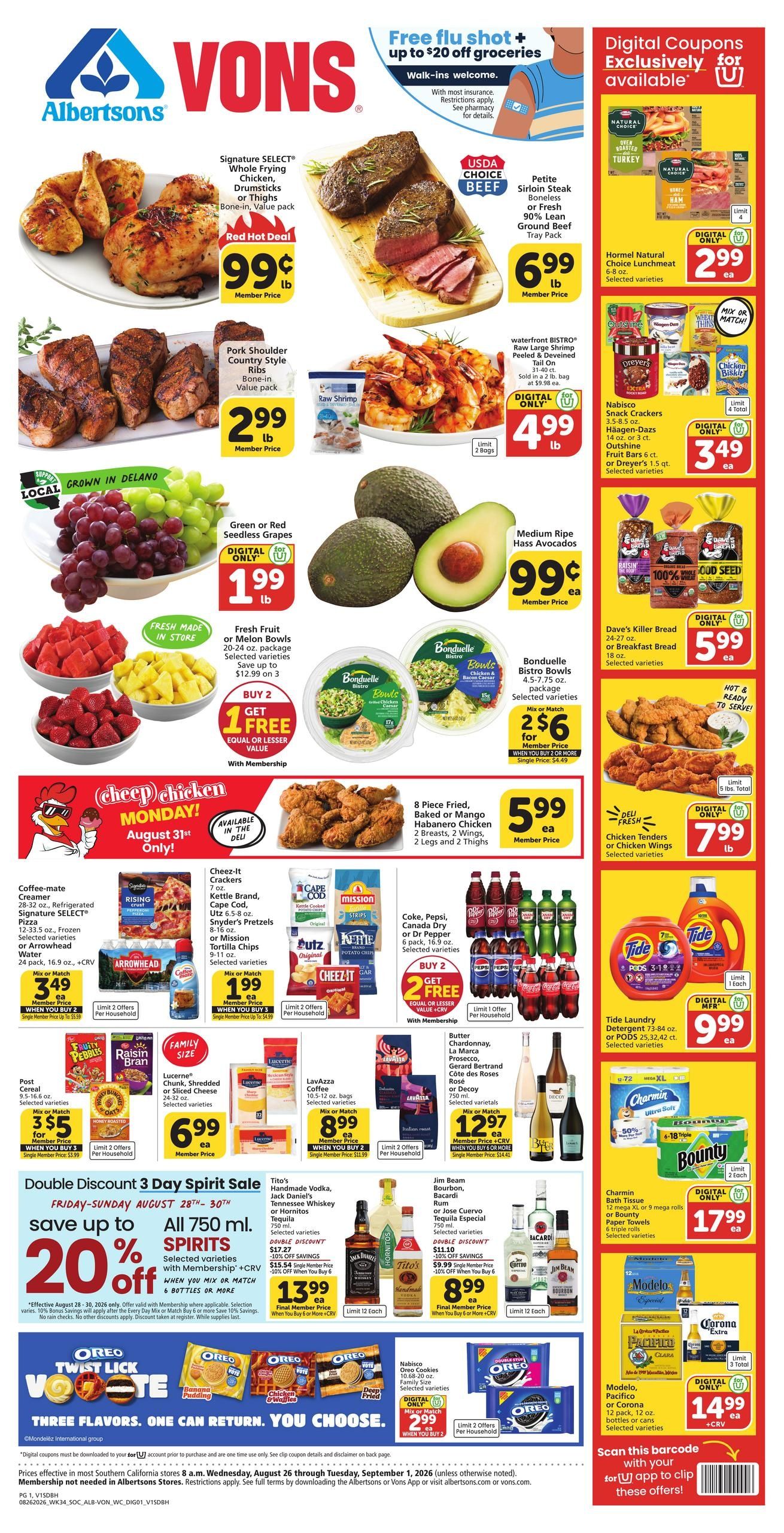Vons (Carlsbad Area, CA) Weekly Ad August 26 - September 1, 2026