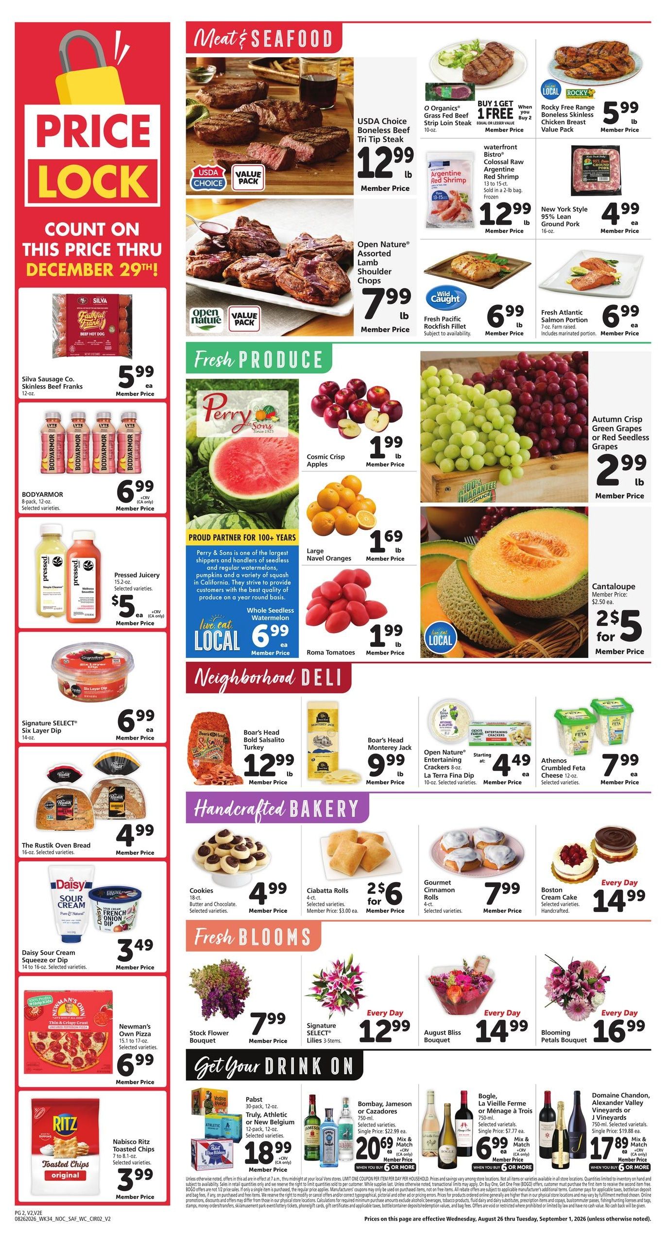 Vons (Fresno–Laton Area, CA) Weekly Ad August 26 - September 1, 2026