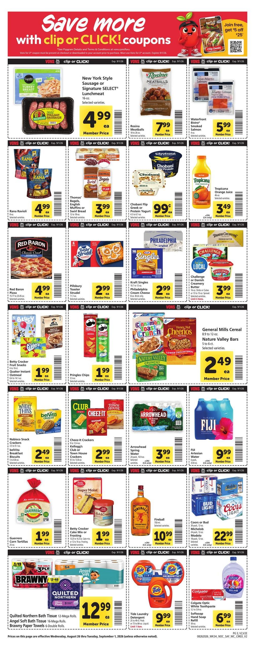 Vons (Fresno–Laton Area, CA) Weekly Ad August 26 - September 1, 2026