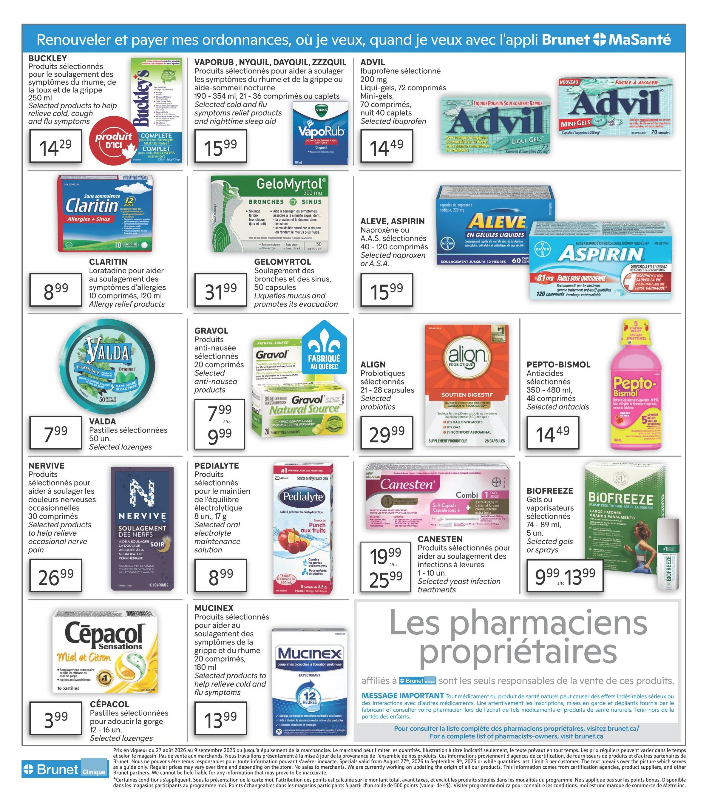 Brunet Clinique Flyer August 27 to September 9