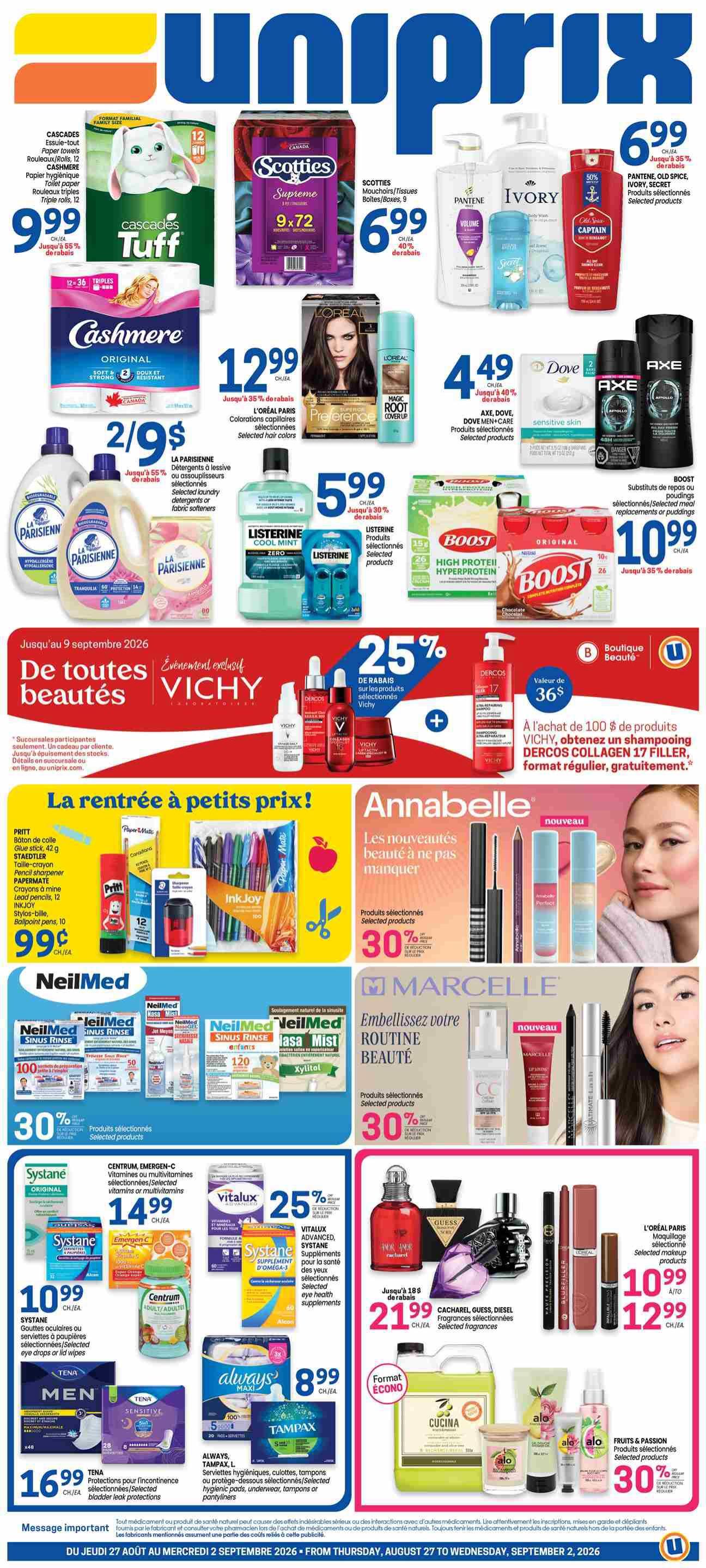 Uniprix Flyer August 27 to September 2