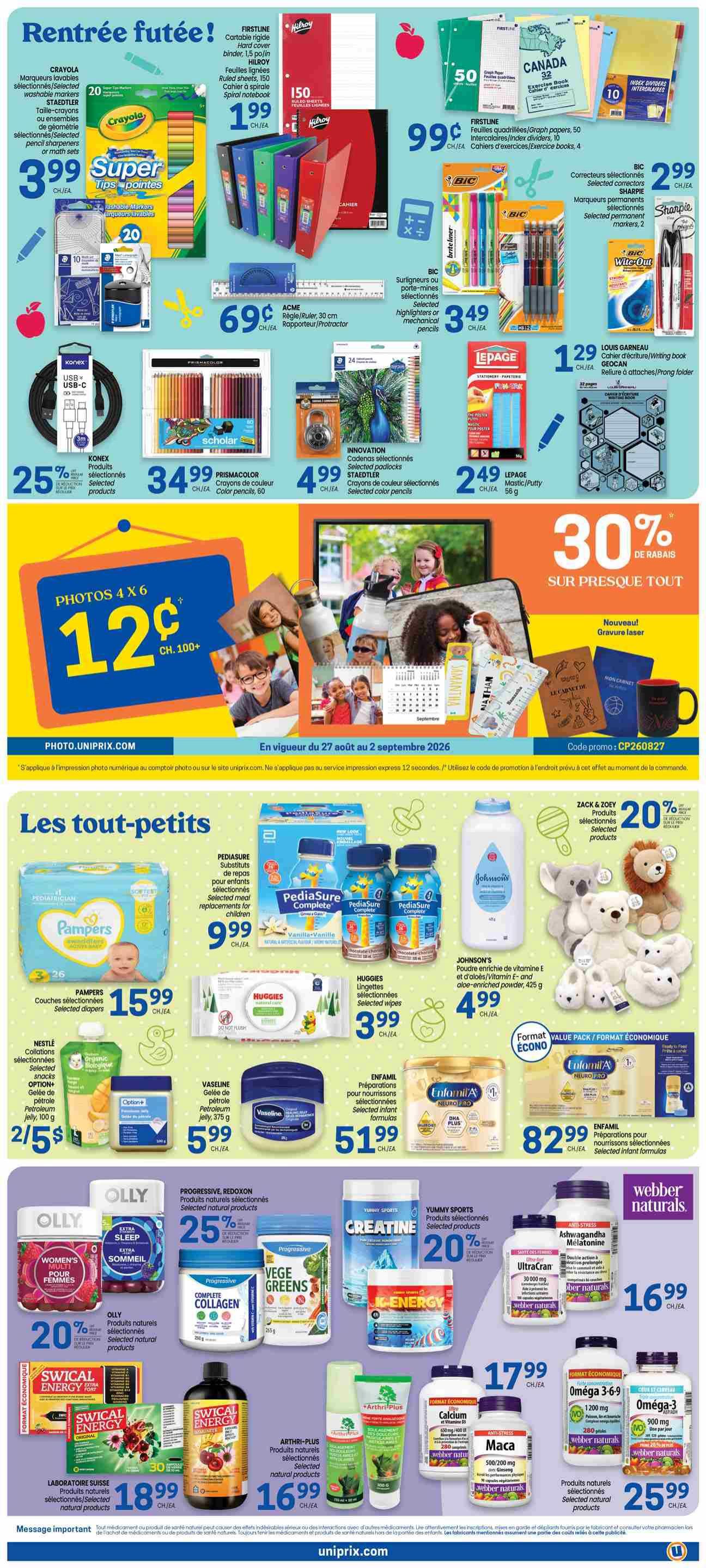 Uniprix Flyer August 27 to September 2
