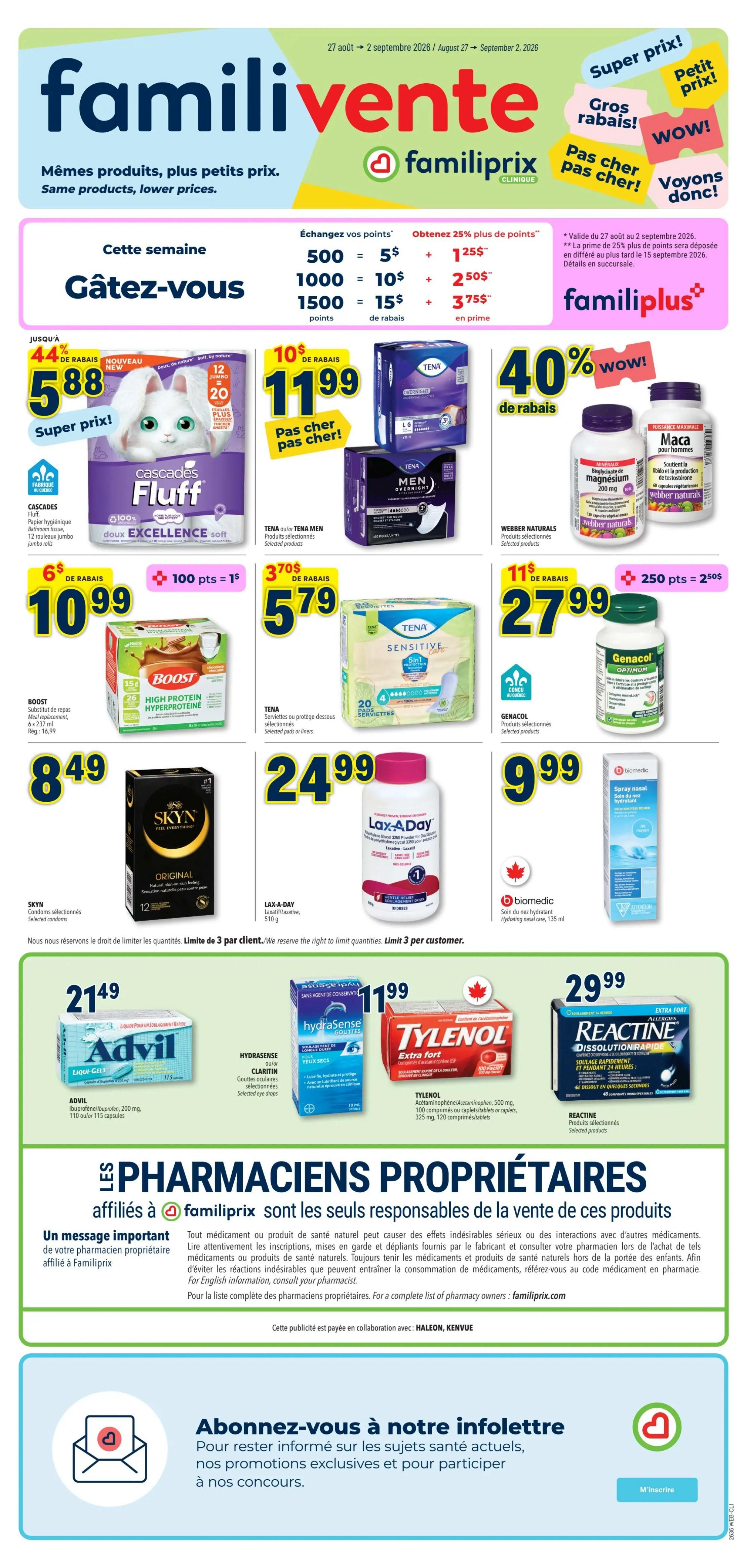 Familiprix Clinique Flyer August 27 to September 2