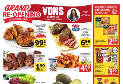 Vons (Arcadia–Monrovia Area, CA) Weekly Ad August 26 - September 1, 2026