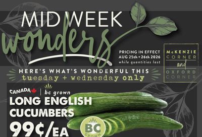 The Root Cellar Mid-Week Flyer August 25 and 26