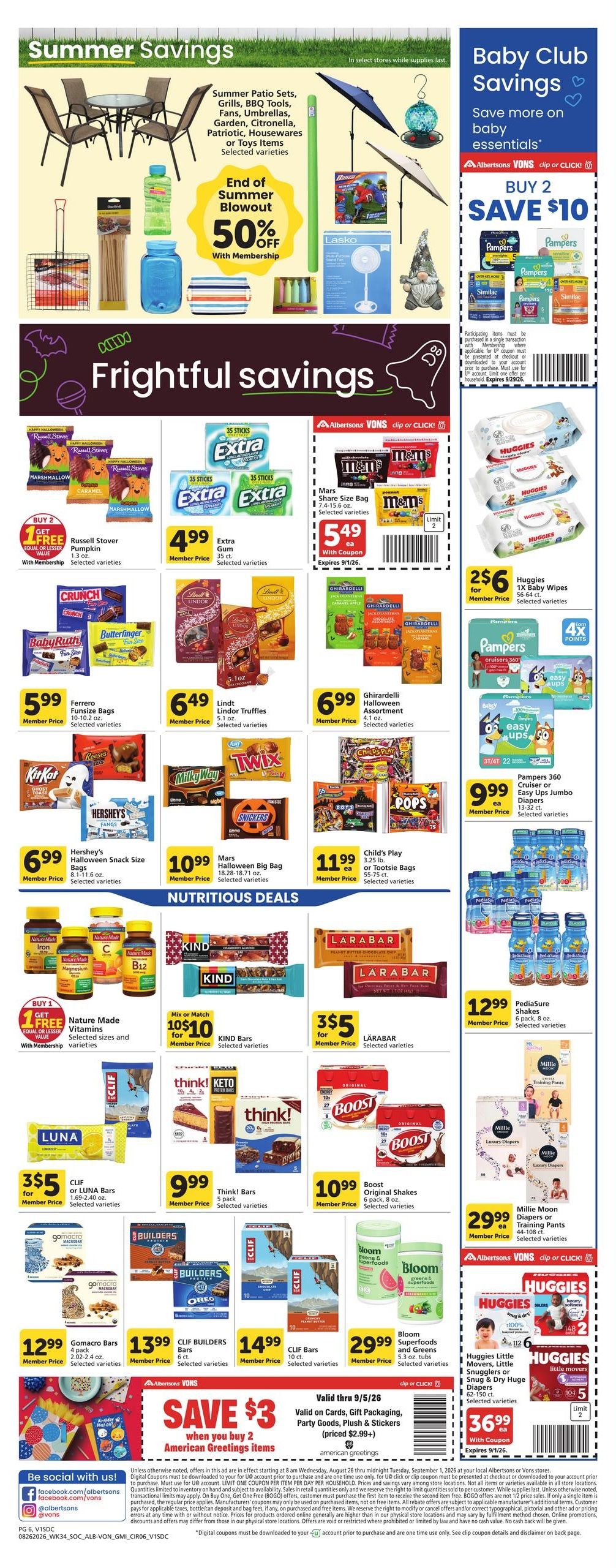 Vons (Imperial Beach–La Jolla Area, CA) Weekly Ad August 26 - September 1, 2026