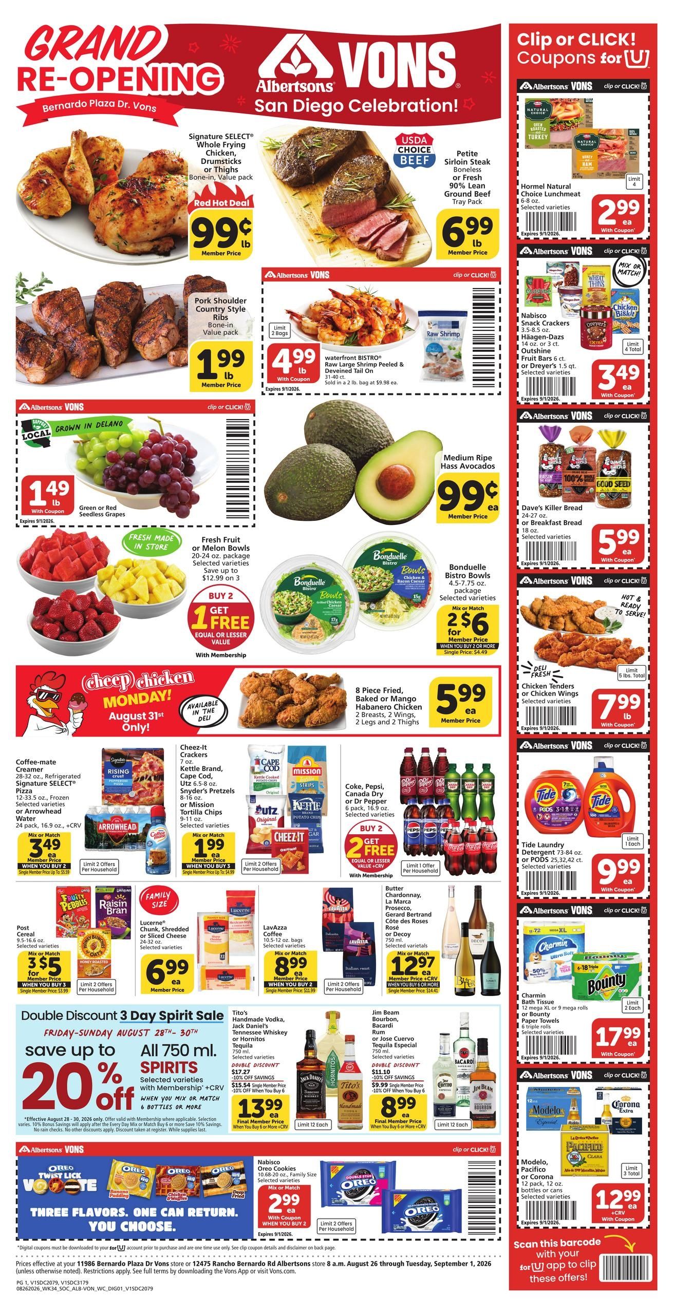 Vons (San Diego–Poway Area, CA) Weekly Ad August 26 - September 1, 2026