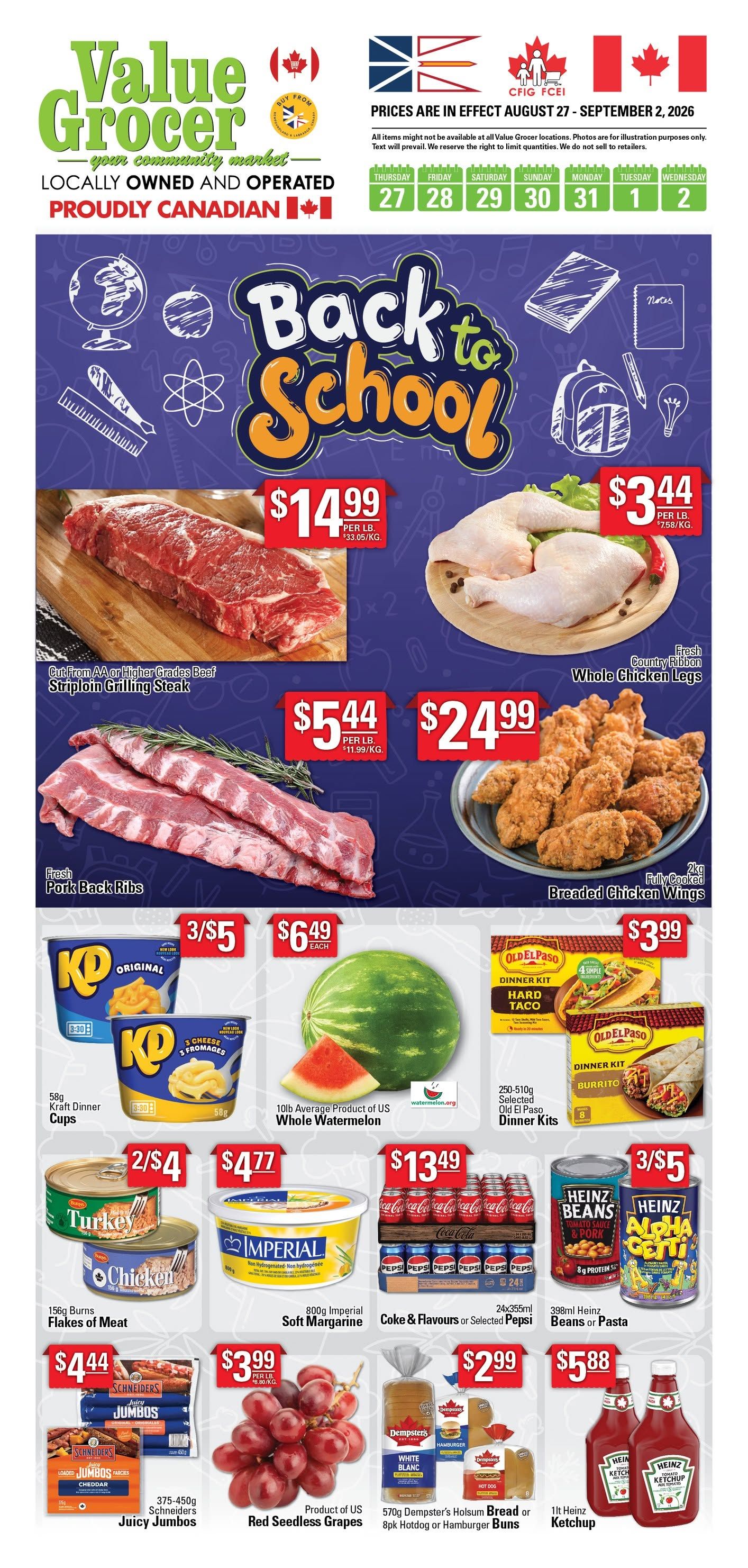 Value Grocer Flyer August 27 to September 2
