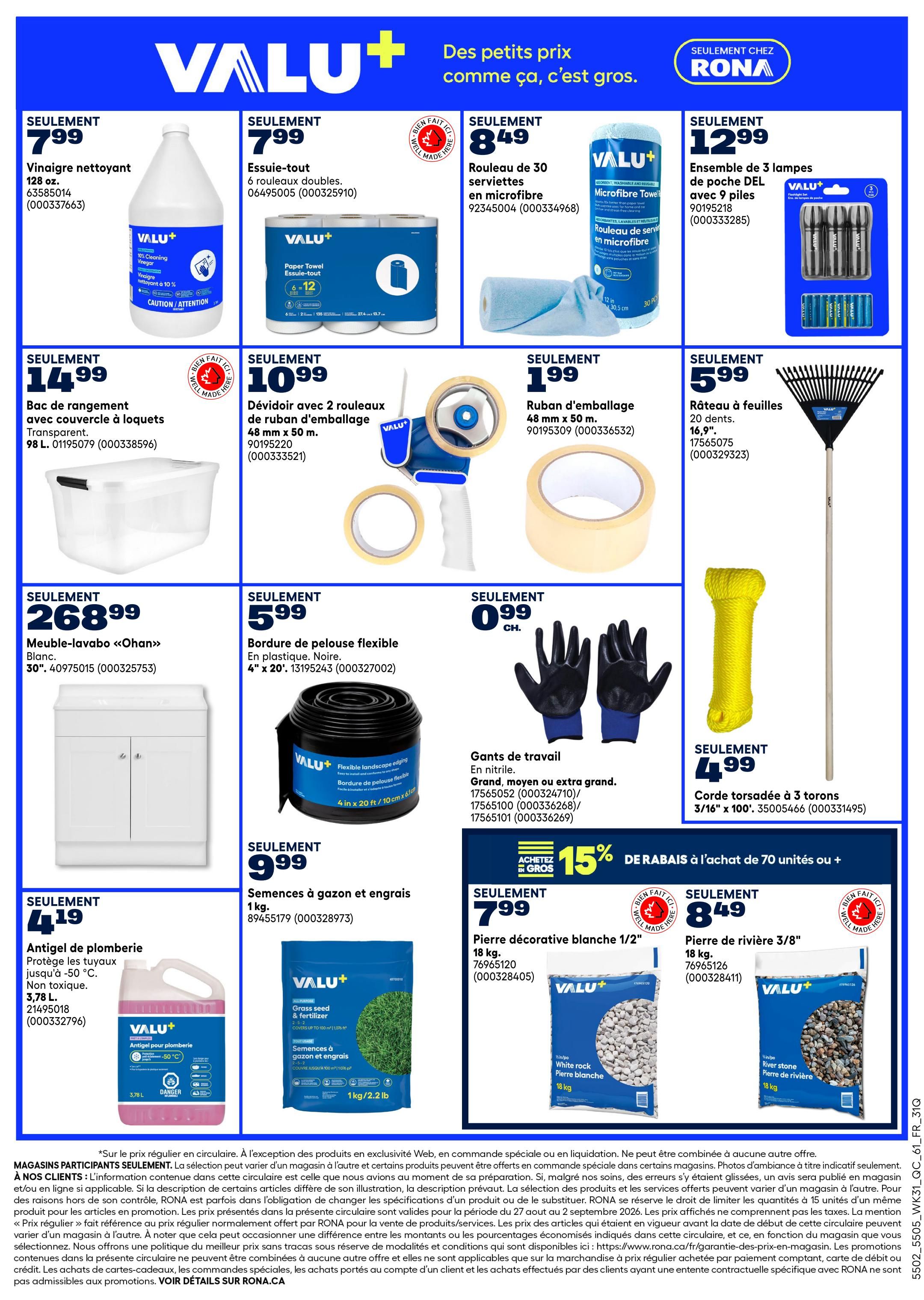 Rona & Rona+ (QC) Flyer August 27 to September 2