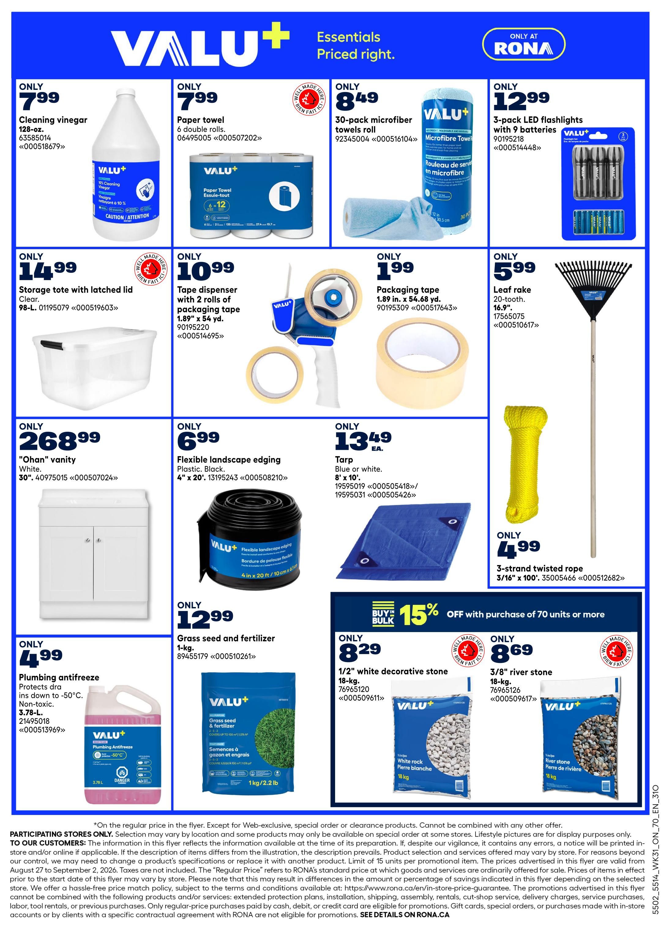 Rona & Rona+ (ON) Flyer August 27 to September 2