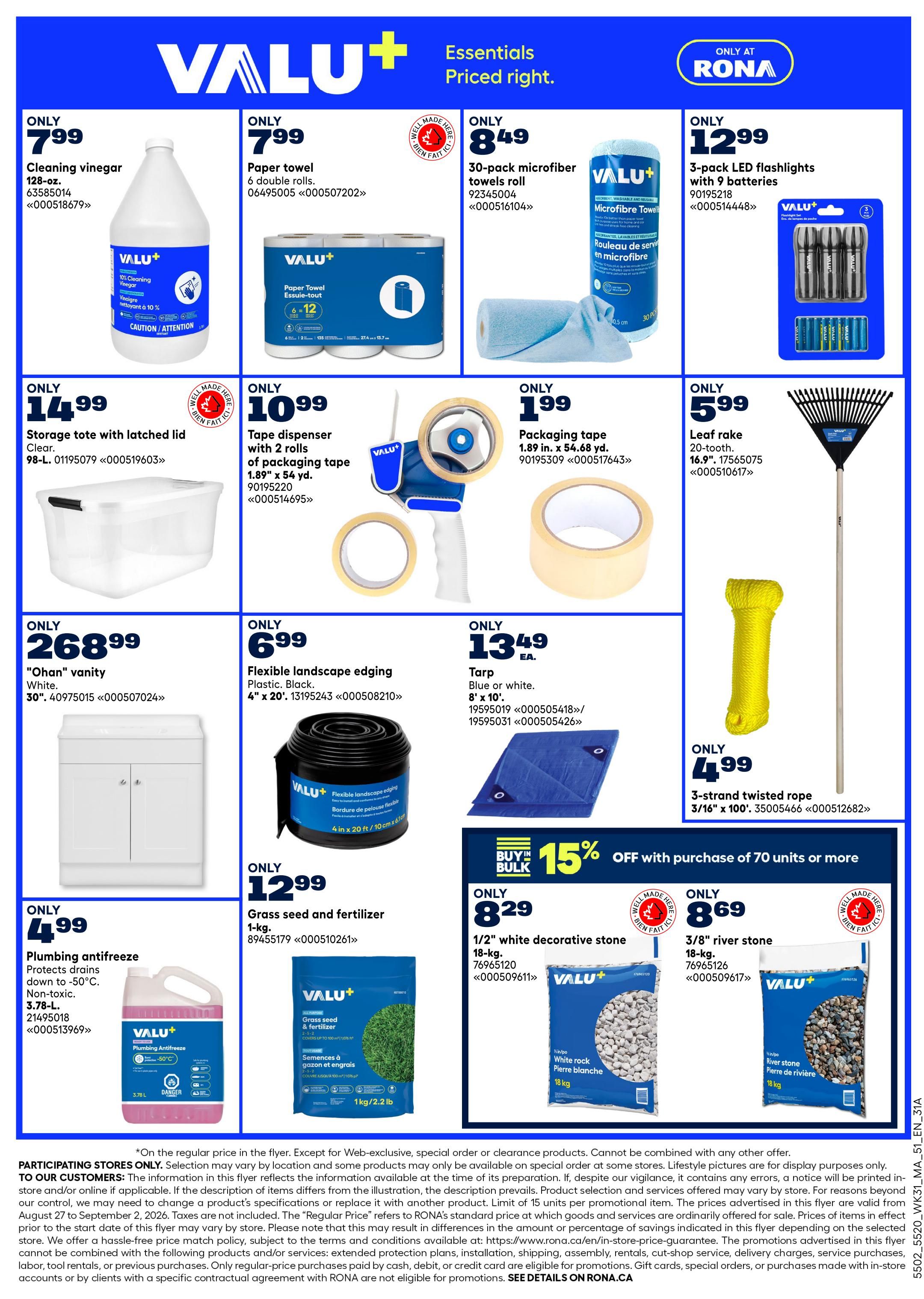 Rona & Rona+ (Atlantic) Flyer August 27 to September 2