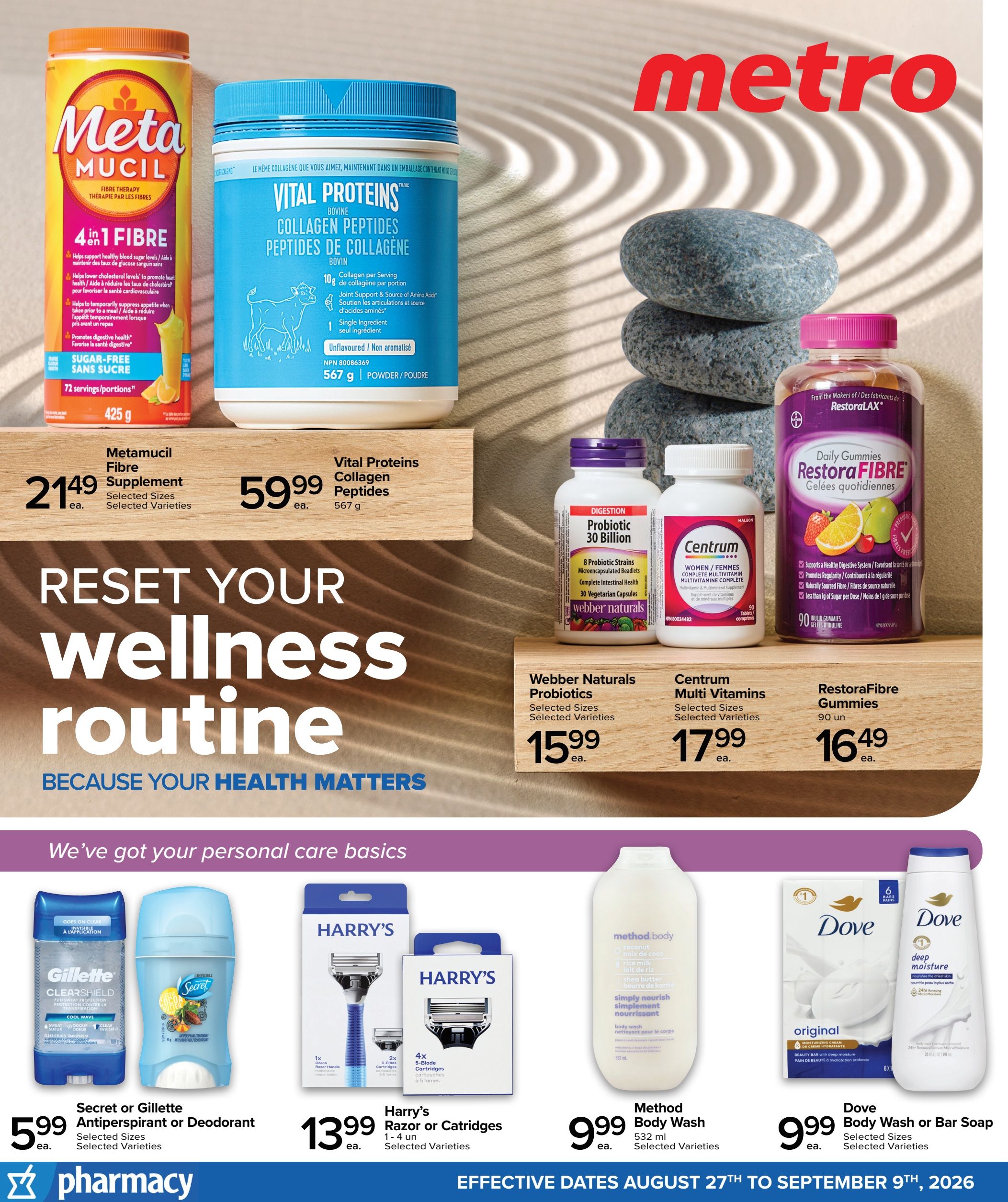 Metro (ON) Pharmacy Flyer August 27 to September 9