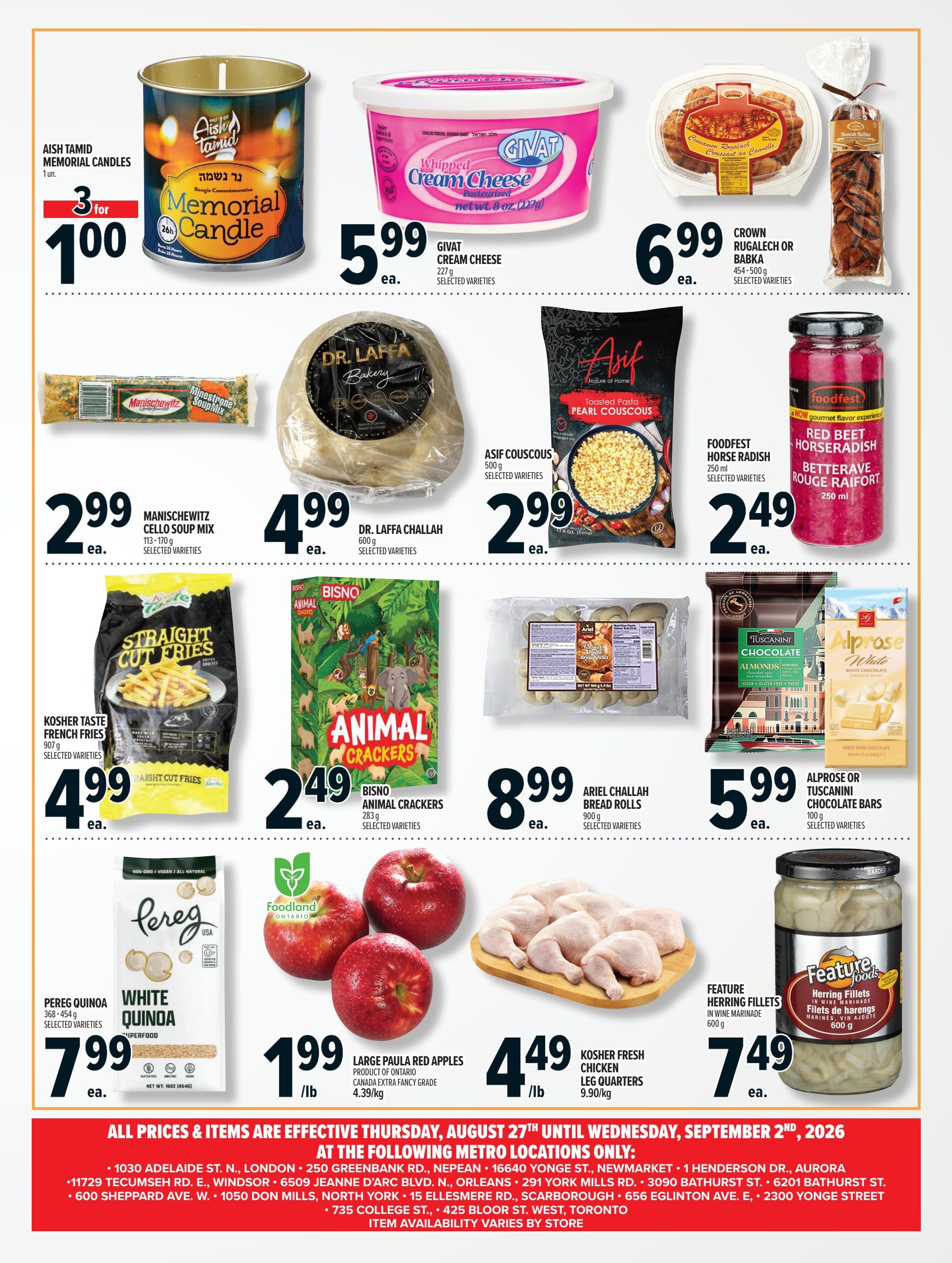 Metro (ON) Rosh Hashanah Flyer August 27 to September 2