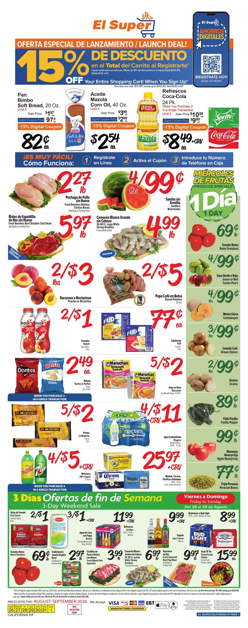El Super (Camp Pendleton Area, CA) Weekly Ad August 26 - September 1, 2026