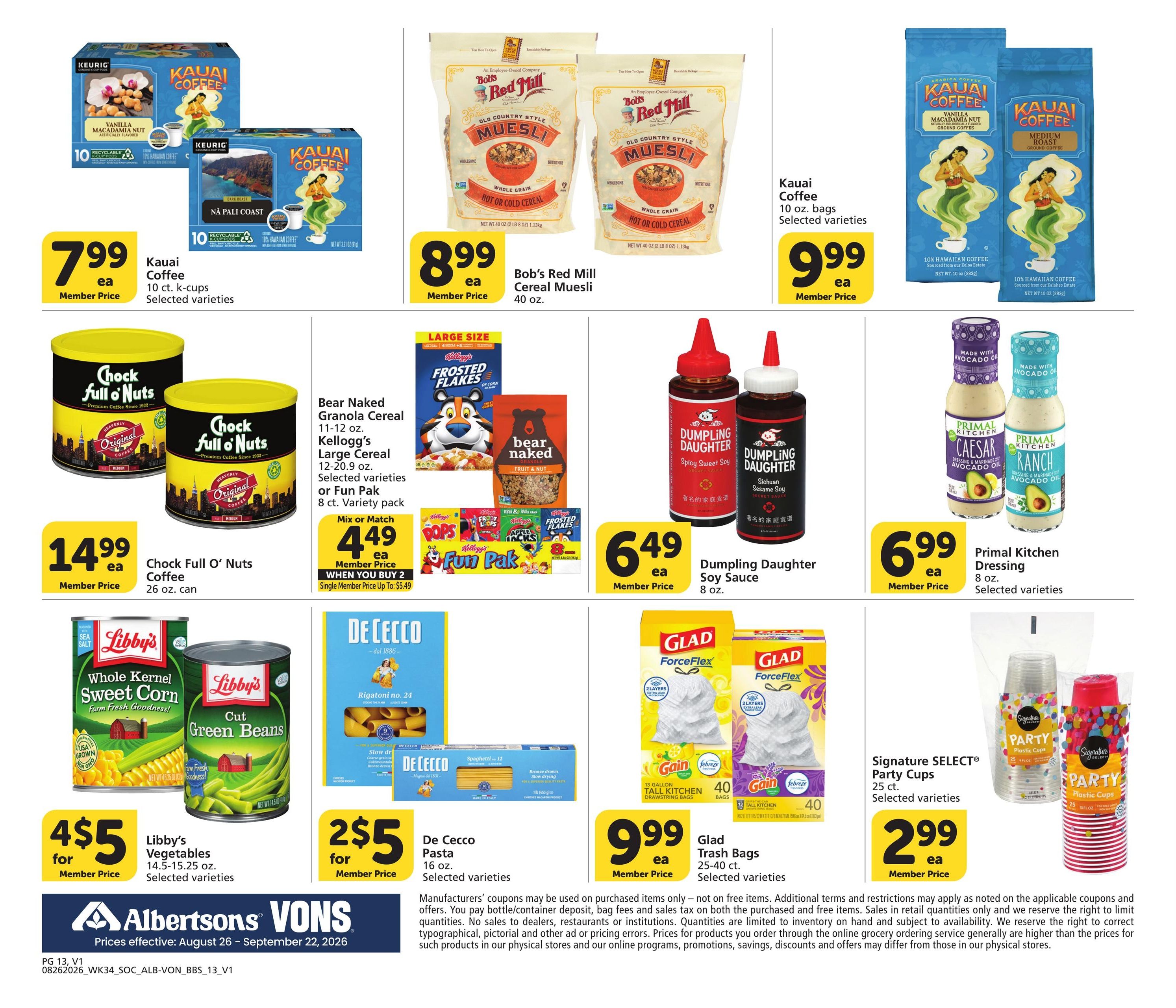 Vons (CA) Big Book of Savings Weekly Ad August 26 - September 22, 2026