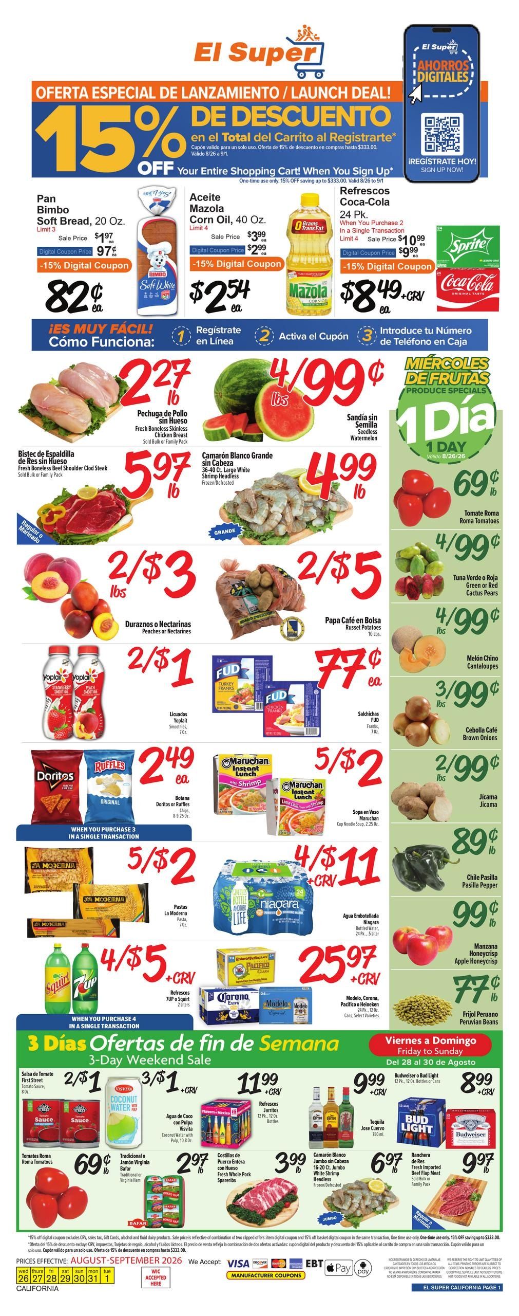 El Super (Alhambra Area, CA) Weekly Ad August 26 - September 1, 2026