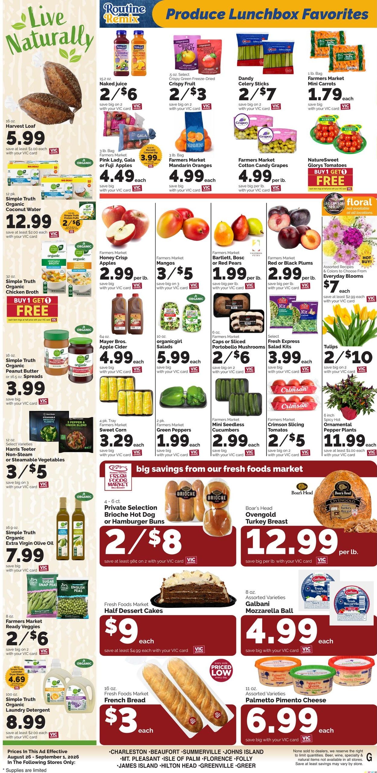 Harris Teeter (Charleston-North Charleston Area, SC) Weekly Ad August 26 - September 1, 2026