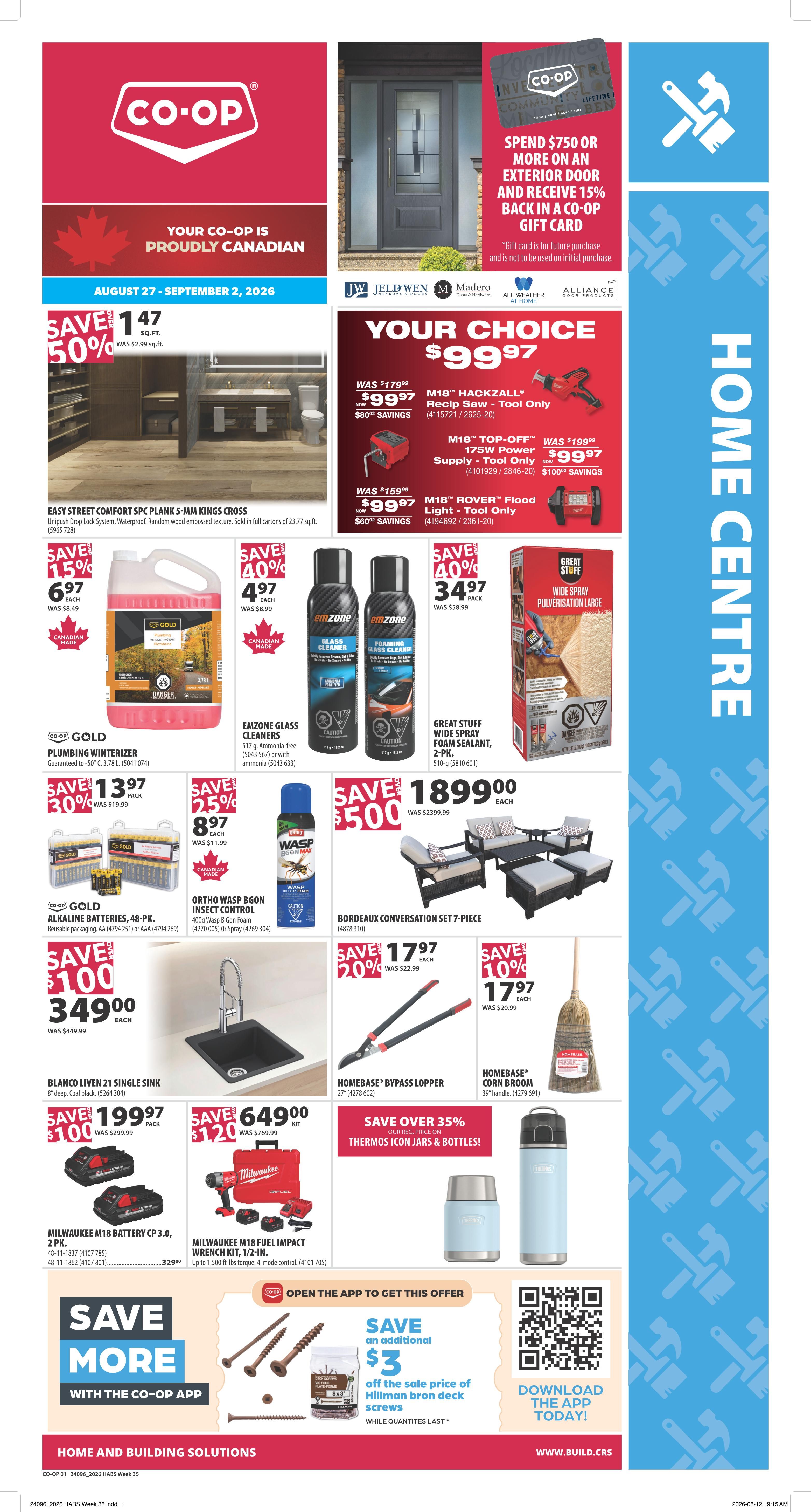 Co-op (West) Home Centre Flyer August 27 to September 2