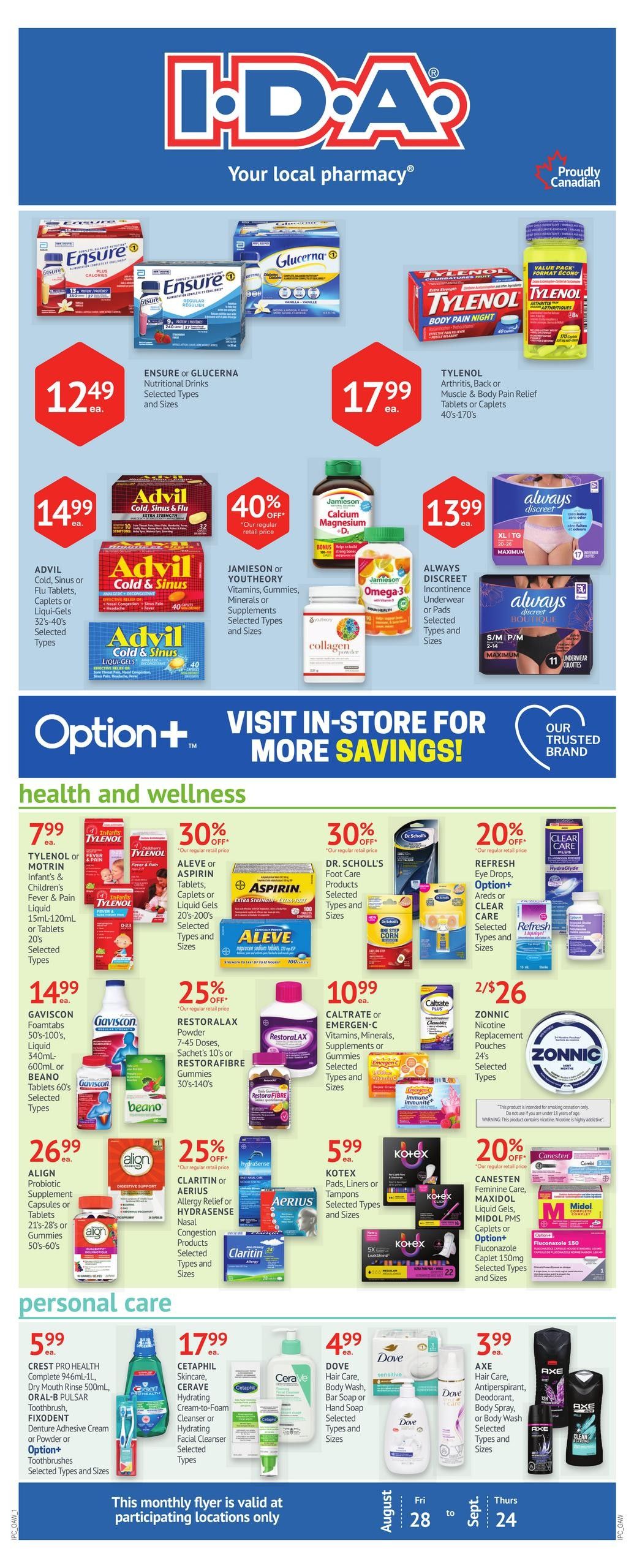 I.D.A. Pharmacy Monthly Flyer August 28 to September 24