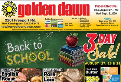 Golden Dawn (Verona–Glenshaw Area, PA) Weekly Ad August 27 - September 2, 2026