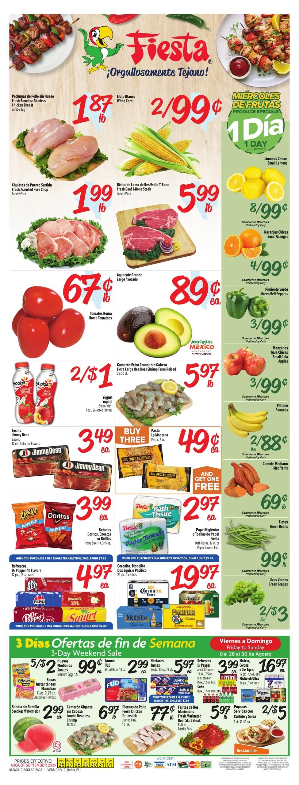 Fiesta Mart (Seagoville–Carrollton Area, TX) Weekly Ad August 26 - September 1, 2026