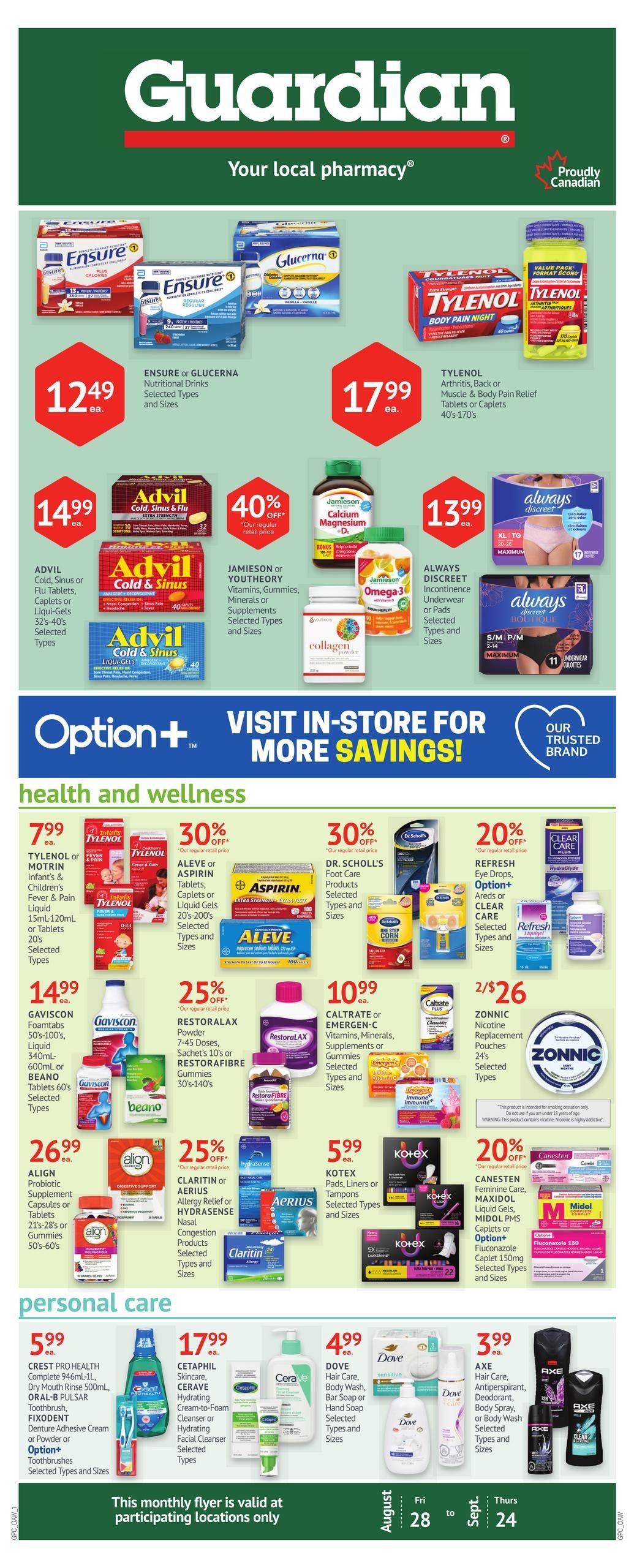 Guardian Pharmacy Monthly Flyer August 28 to September 24